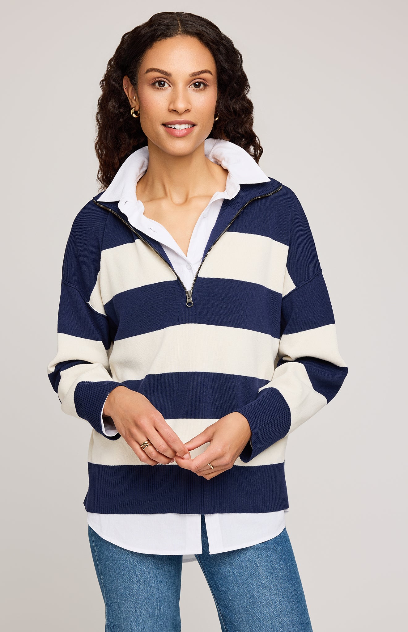 GENTLE FAWN IDRIS PULLOVER - NAVY STRIPE - LAST SIZE L