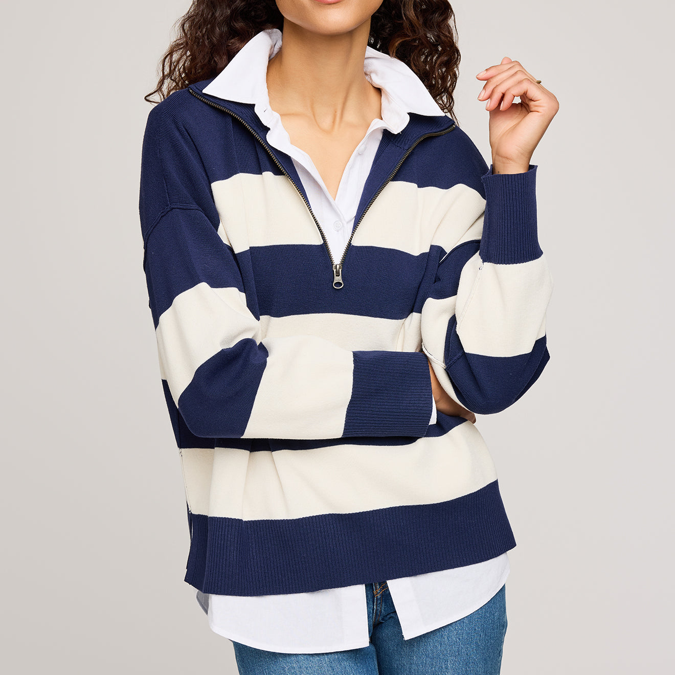 GENTLE FAWN IDRIS PULLOVER - NAVY STRIPE - LAST SIZE L