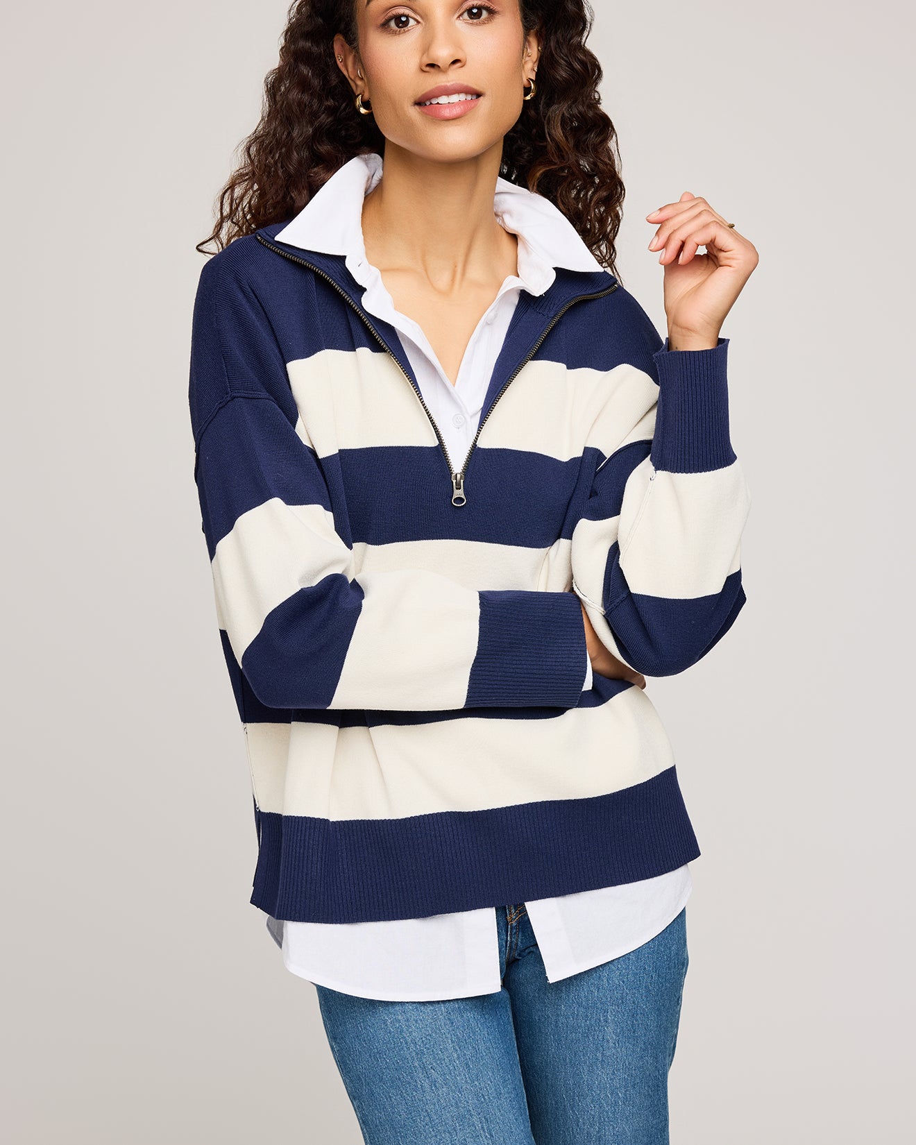 GENTLE FAWN IDRIS PULLOVER - NAVY STRIPE - LAST SIZE L