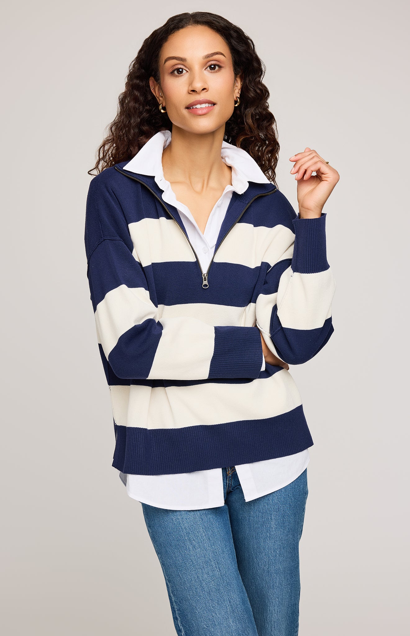 GENTLE FAWN IDRIS PULLOVER - NAVY STRIPE - LAST SIZE L