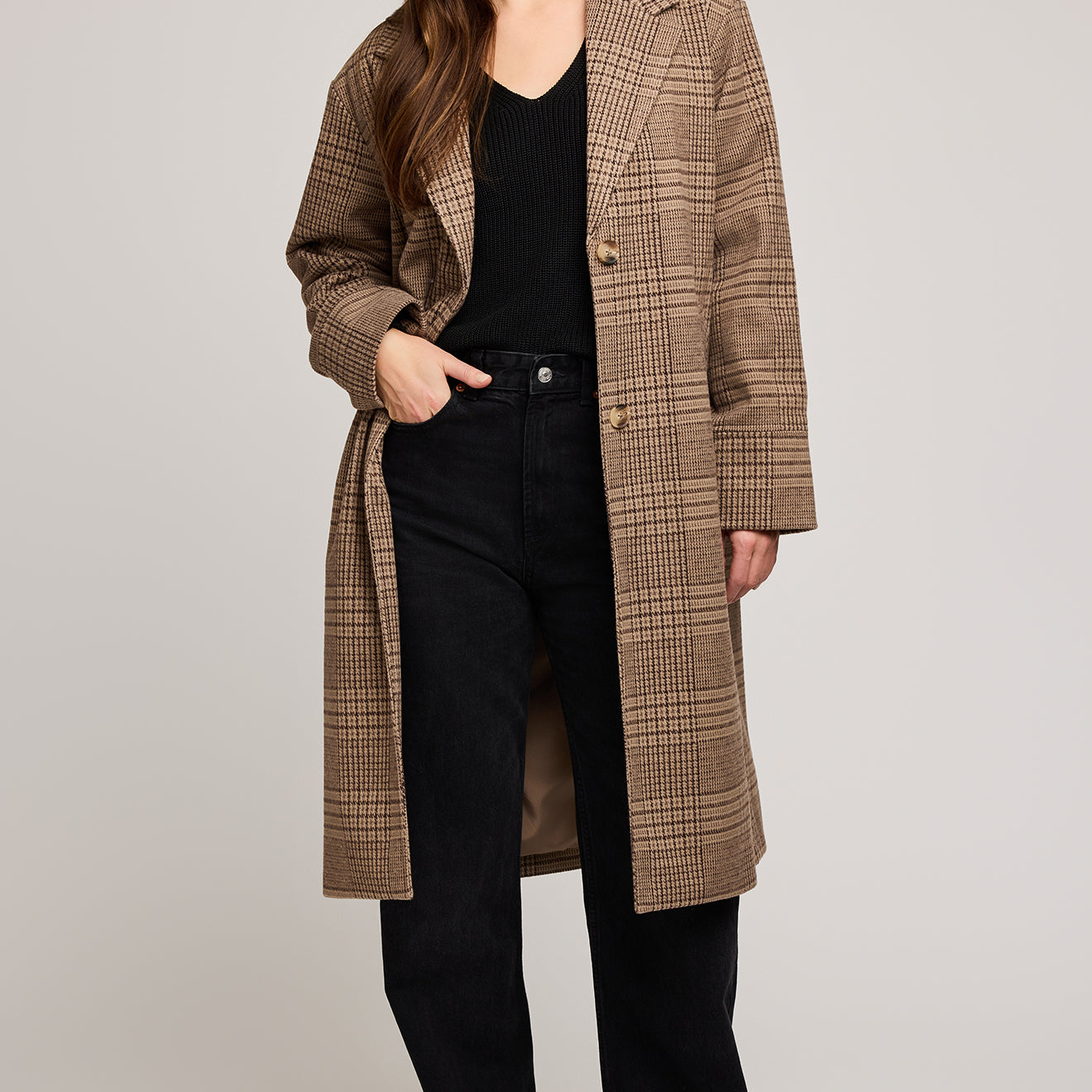 GENTLE FAWN ROSAMUND PLAID COAT - CHOCOLATE GLENCHECK