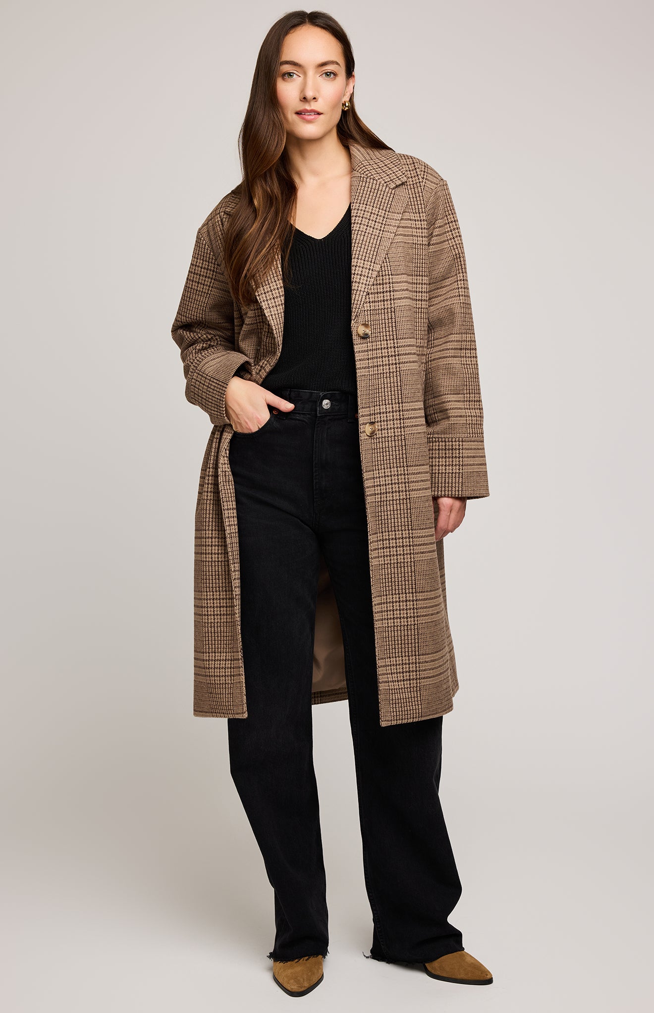 GENTLE FAWN ROSAMUND PLAID COAT - CHOCOLATE GLENCHECK