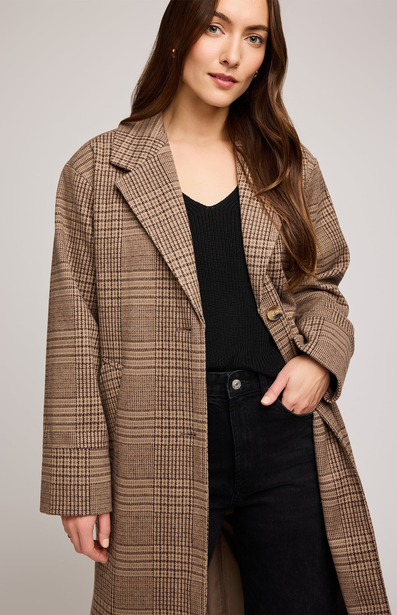 GENTLE FAWN ROSAMUND PLAID COAT - CHOCOLATE GLENCHECK