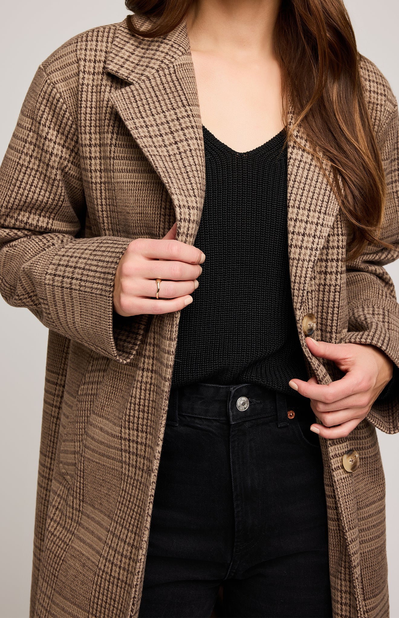 GENTLE FAWN ROSAMUND PLAID COAT - CHOCOLATE GLENCHECK