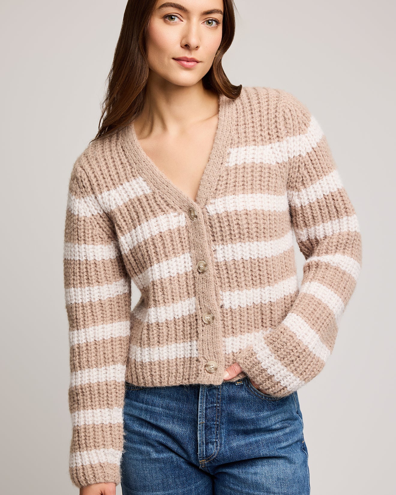 GENTLE FAWN MELANIE CARDIGAN - OAT STRIPE