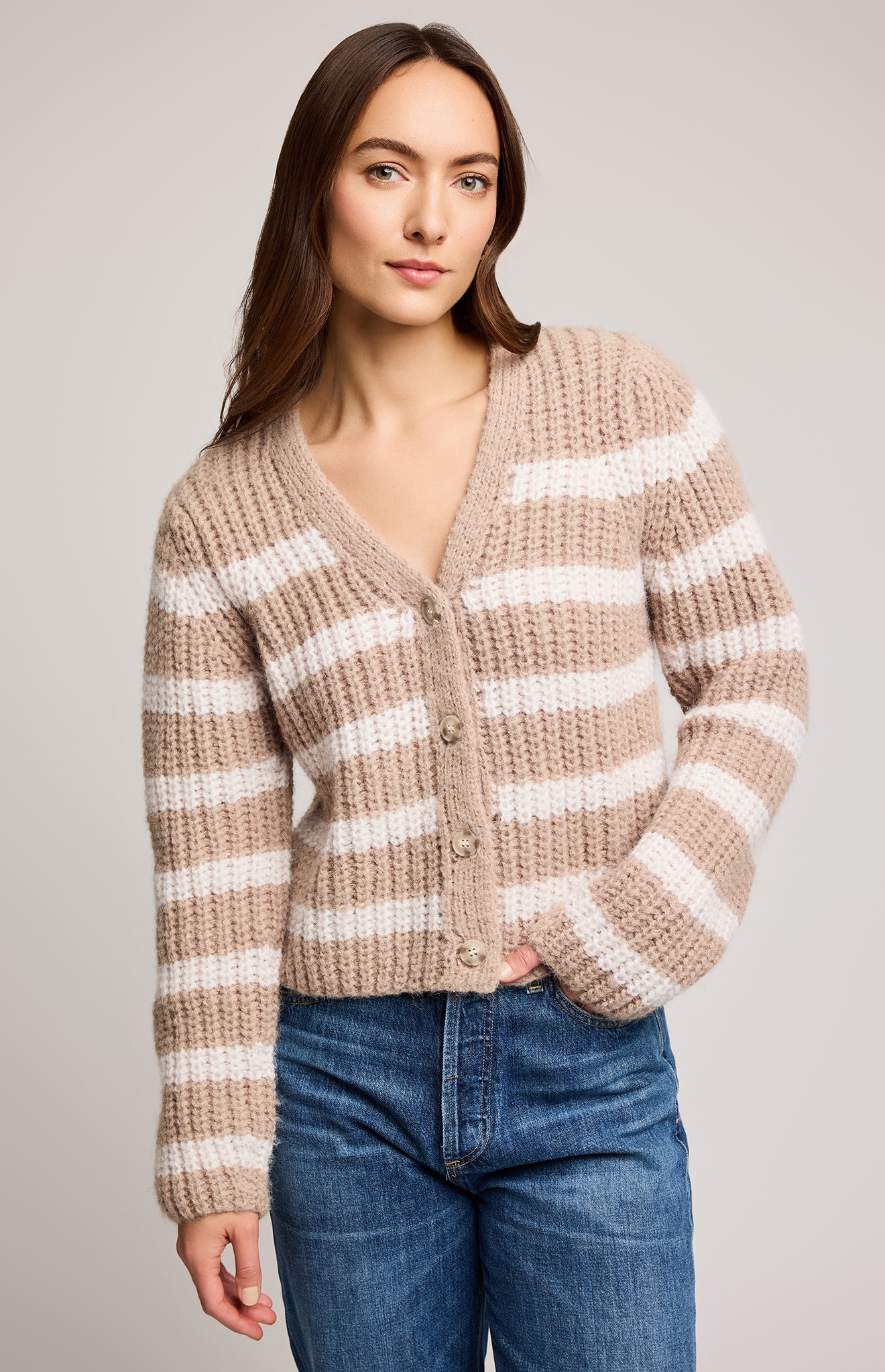 GENTLE FAWN MELANIE CARDIGAN - OAT STRIPE