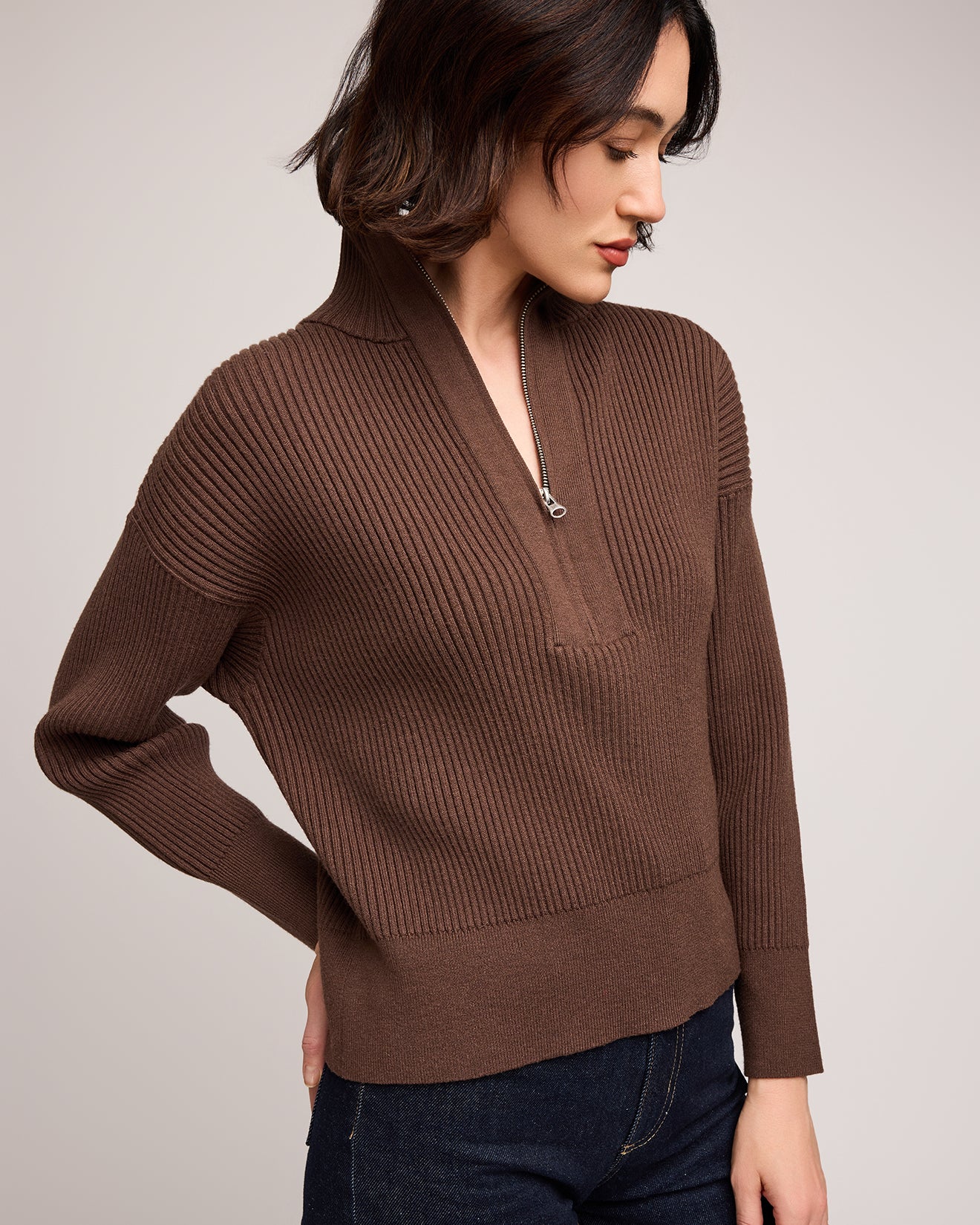 GENTLE FAWN HOPE ZIP SWEATER - JAVA