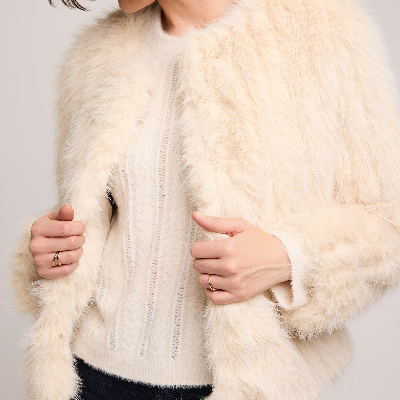 GENTLE FAWN UMA FAUX FUR JACKET - BONE