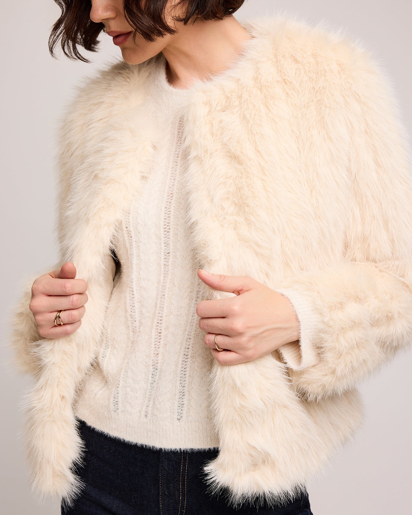 GENTLE FAWN UMA FAUX FUR JACKET - BONE
