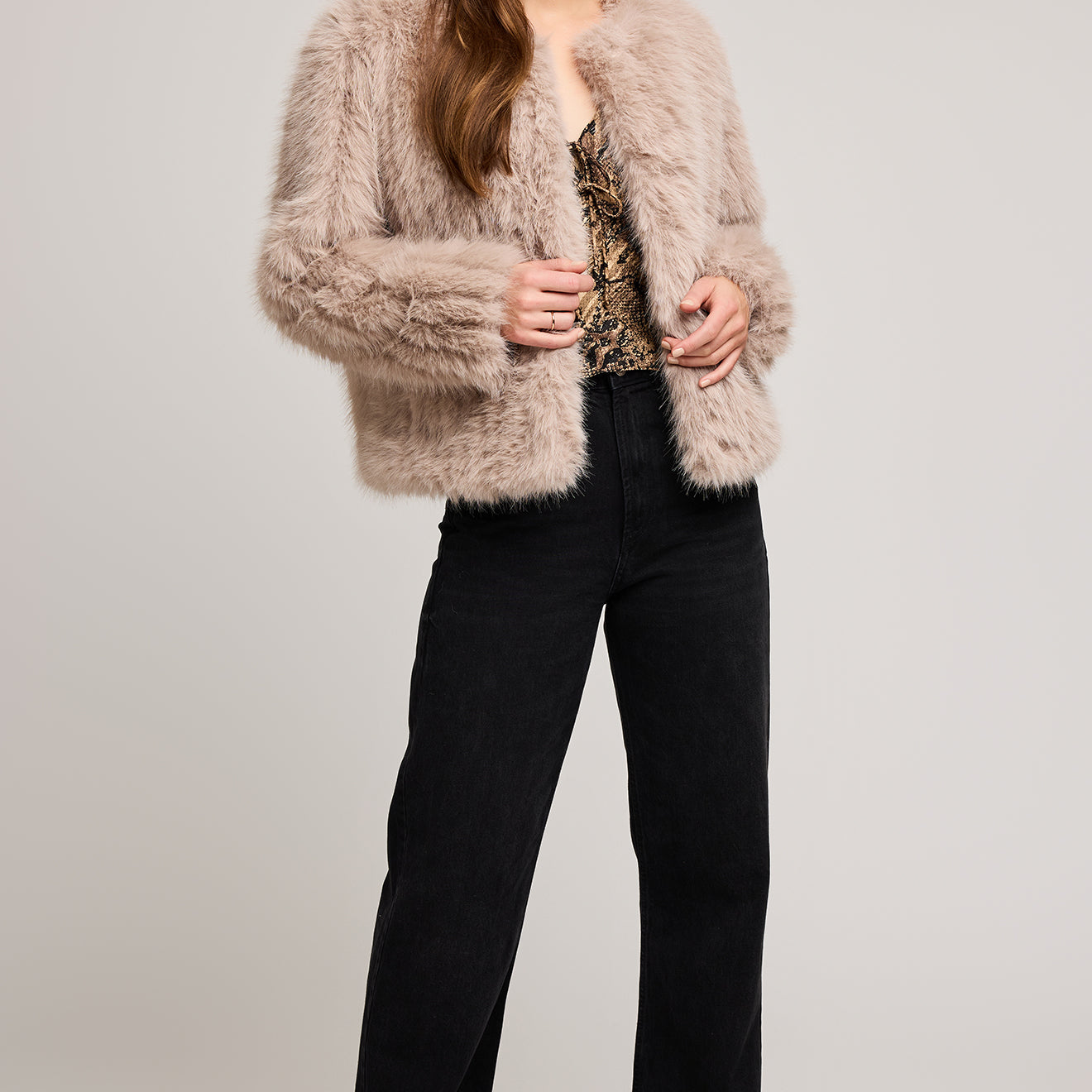 GENTLE FAWN UMA FAUX FUR JACKET - SMOKE