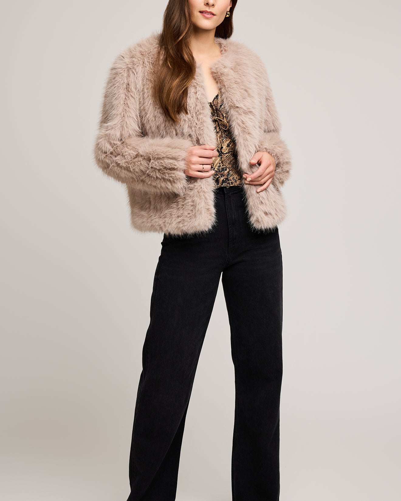 GENTLE FAWN UMA FAUX FUR JACKET - SMOKE