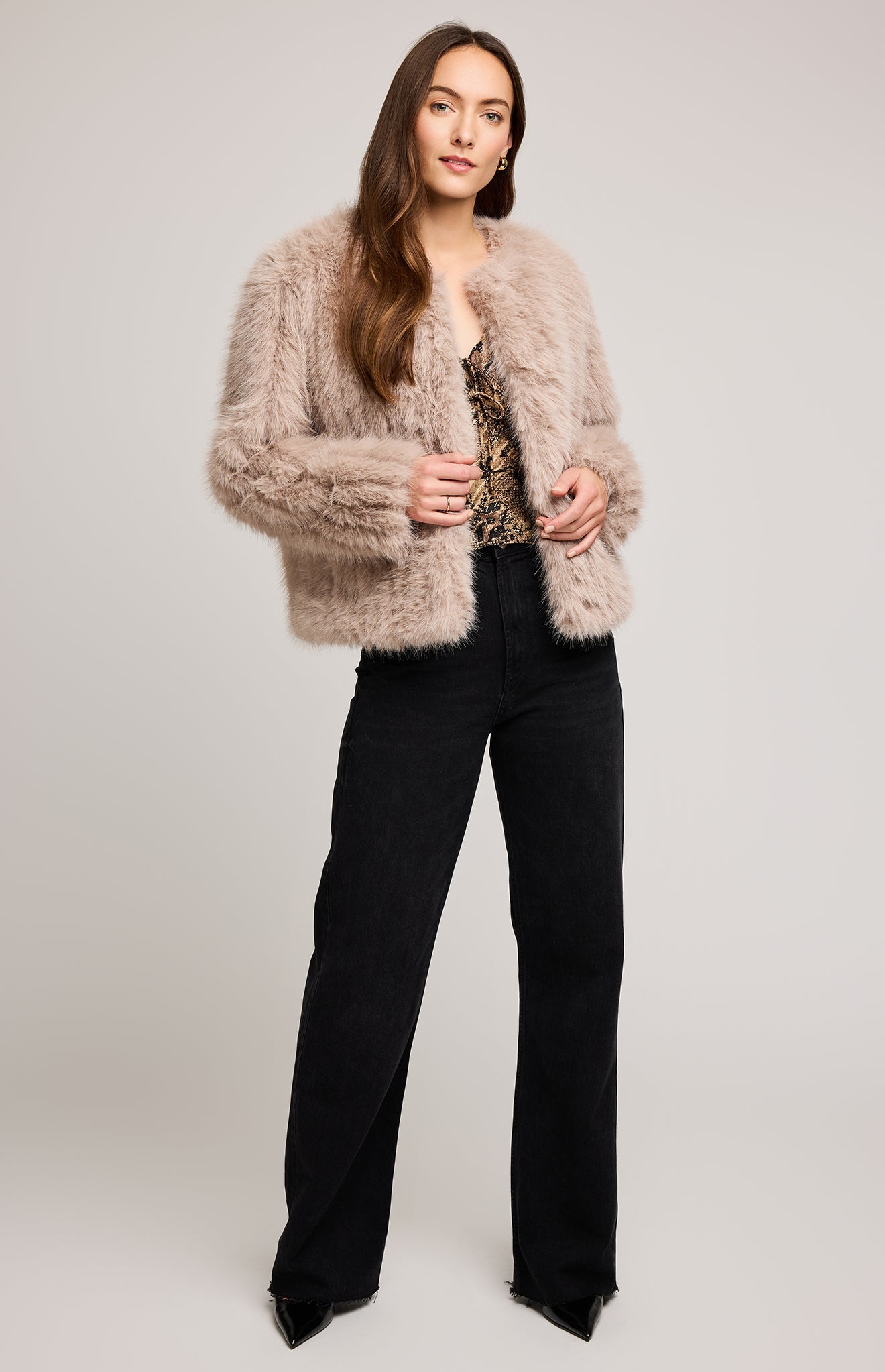 GENTLE FAWN UMA FAUX FUR JACKET - SMOKE