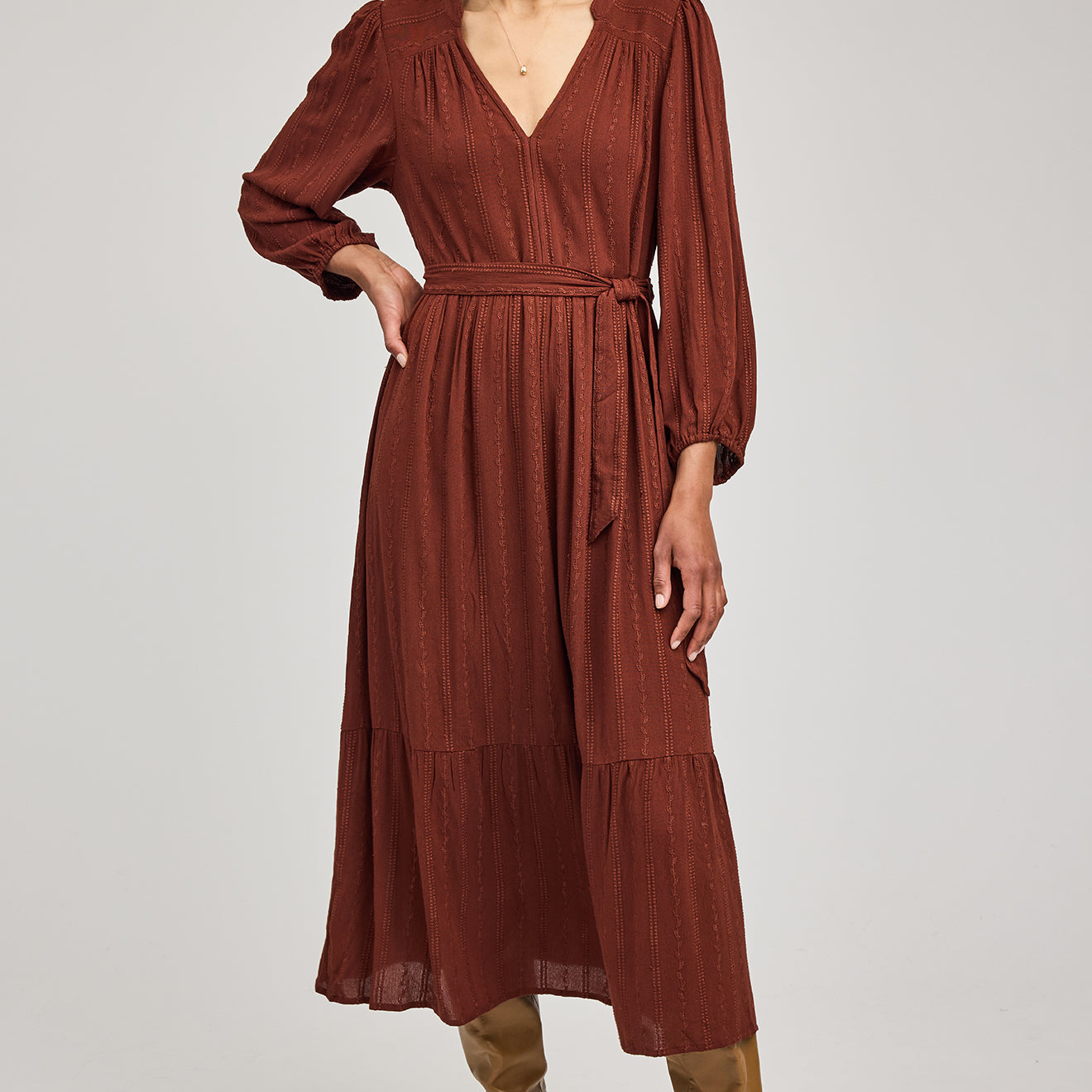GENTLE FAWN MONROE MIDI DRESS - MAHOGONY