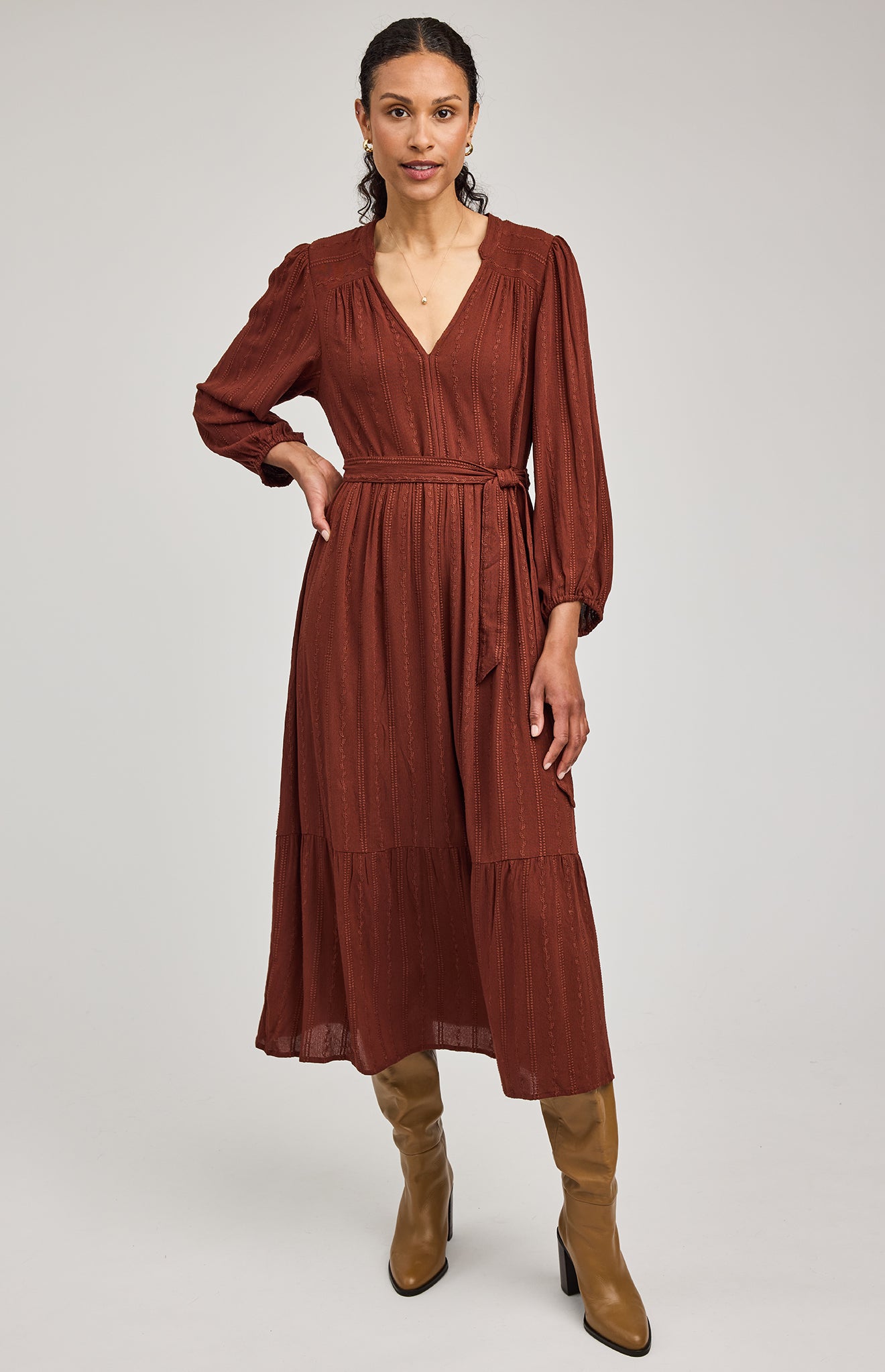 GENTLE FAWN MONROE MIDI DRESS - MAHOGONY