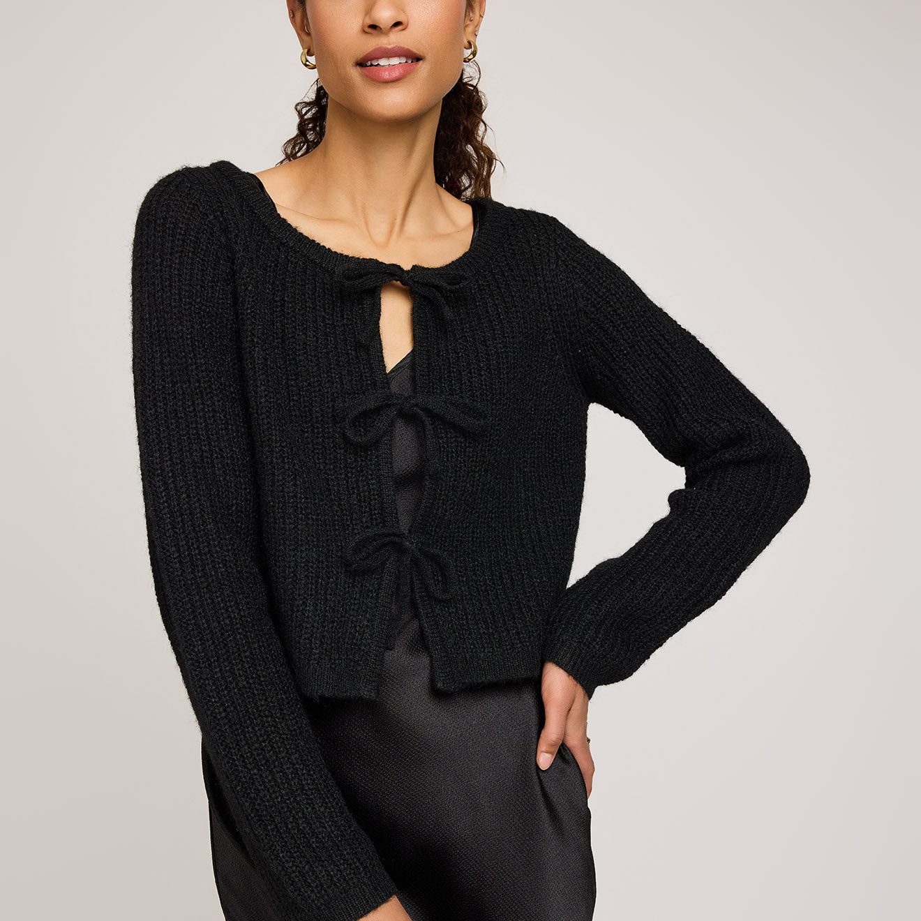 GENTLE FAWN SHAYLA TIE CARDIGAN - BLACK