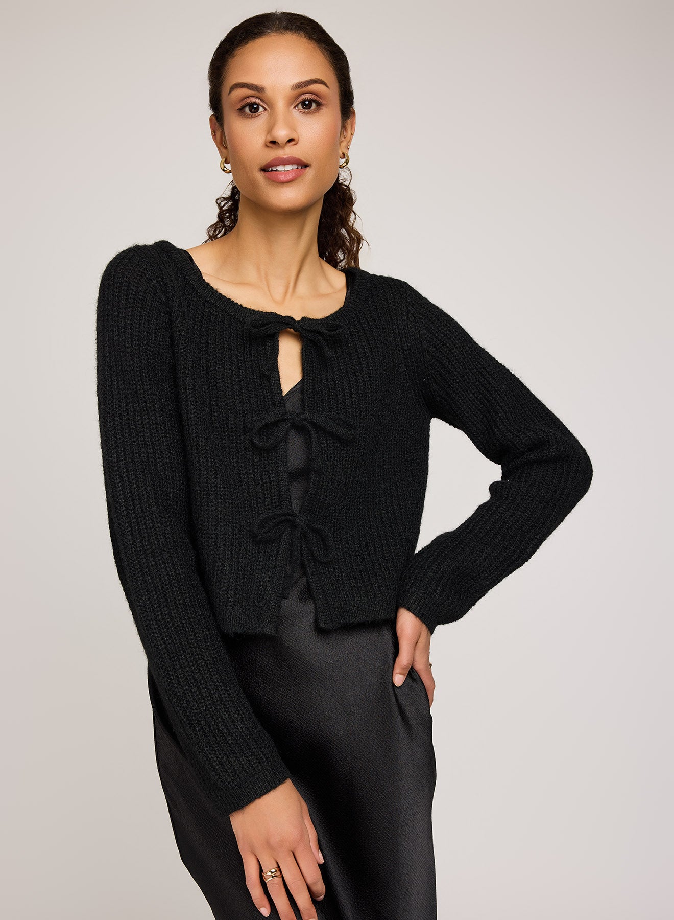 GENTLE FAWN SHAYLA TIE CARDIGAN - BLACK