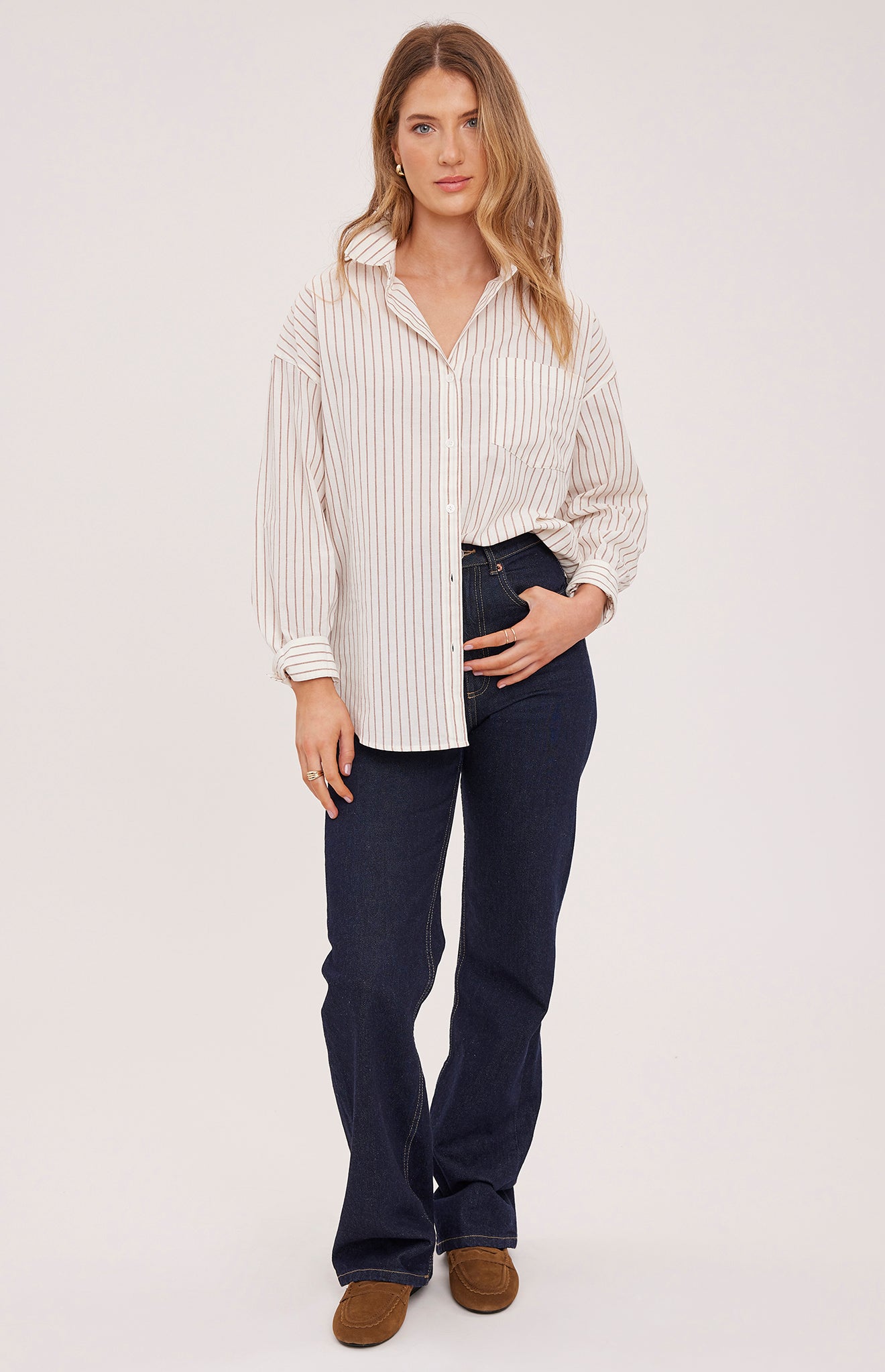GENTLE FAWN ORLANDO BUTTON DOWN - CREAM STRIPE