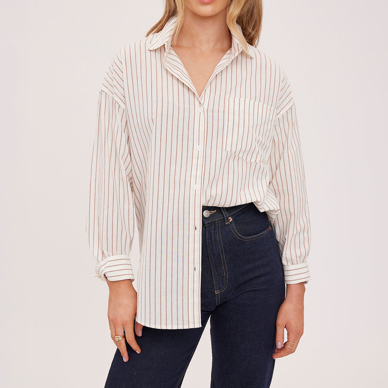 GENTLE FAWN ORLANDO BUTTON DOWN - CREAM STRIPE