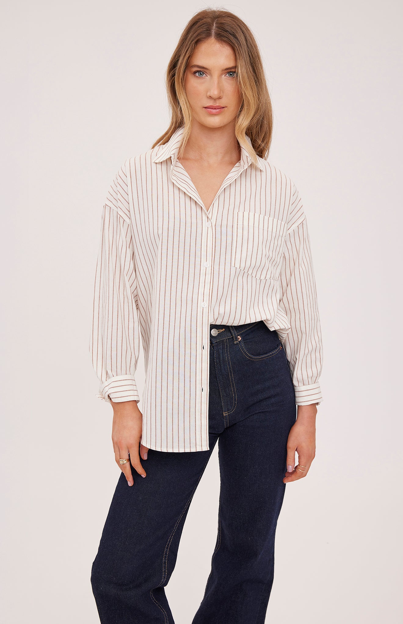 GENTLE FAWN ORLANDO BUTTON DOWN - CREAM STRIPE