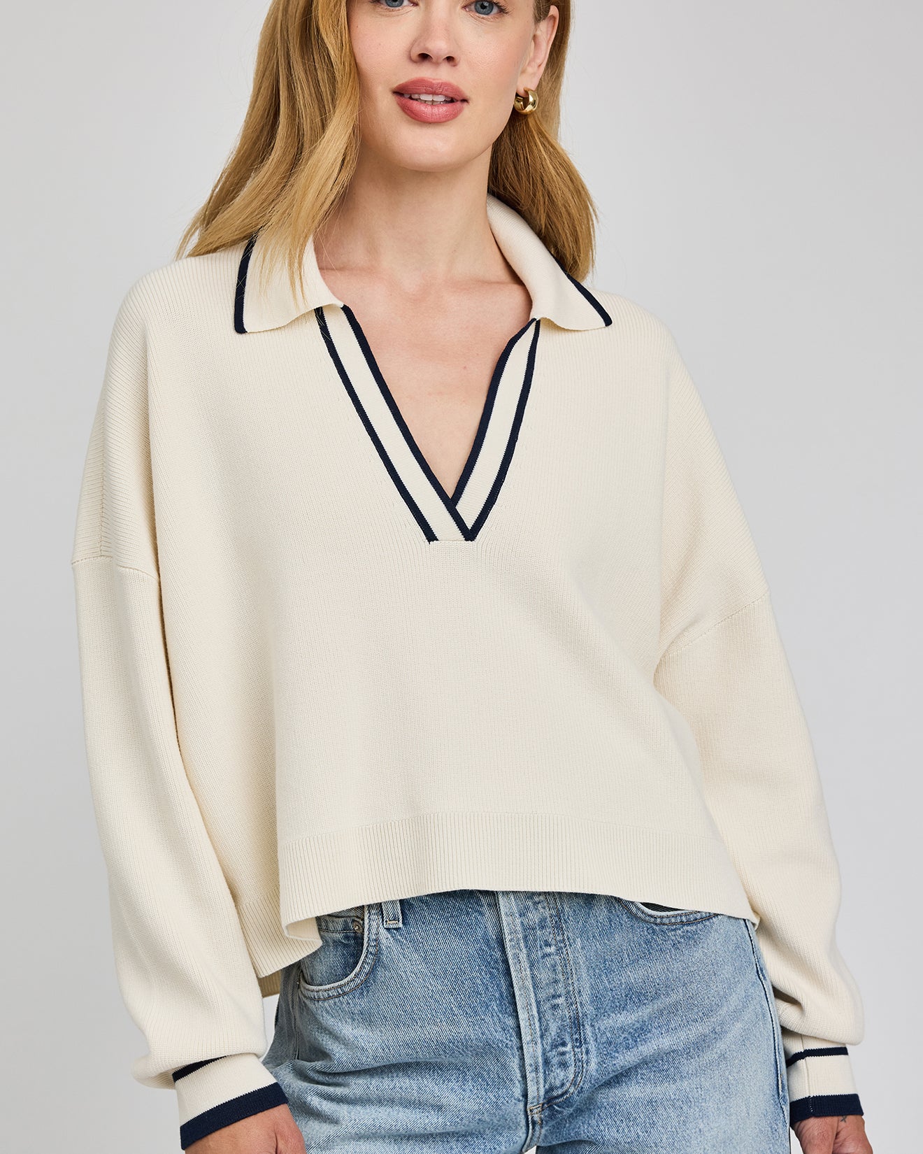GENTLE FAWN TRISTAN V NECK PULLOVER - CREAM