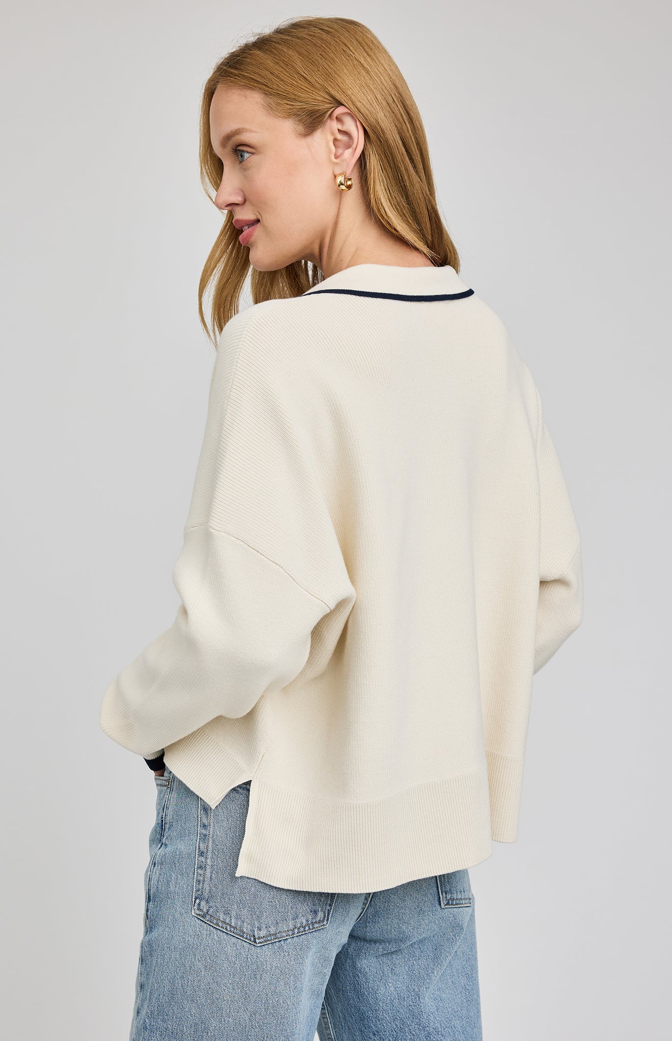GENTLE FAWN TRISTAN V NECK PULLOVER - CREAM