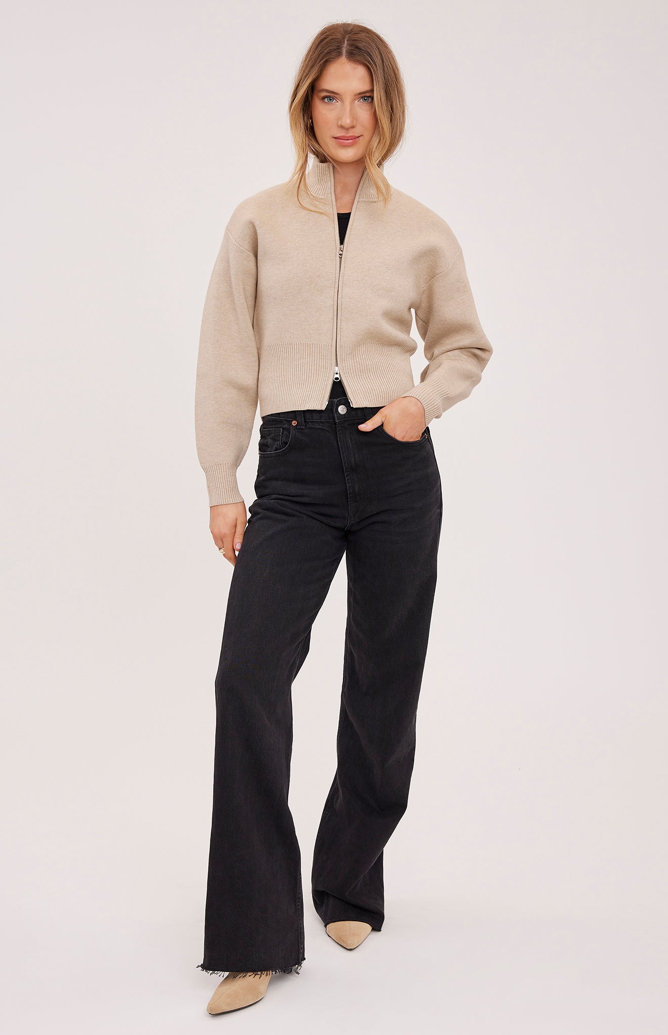 GENTLE FAWN ROWAN ZIP SWEATER - HEATHER OAT