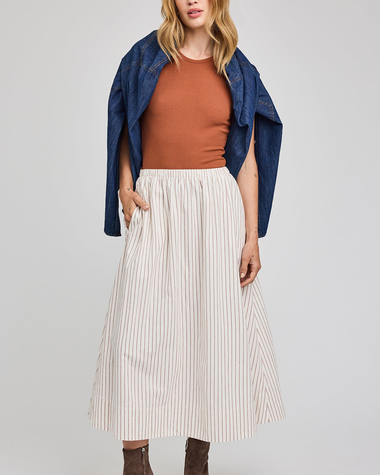 GENTLE FAWN WILHELMINA SKIRT - CREAM STRIPE
