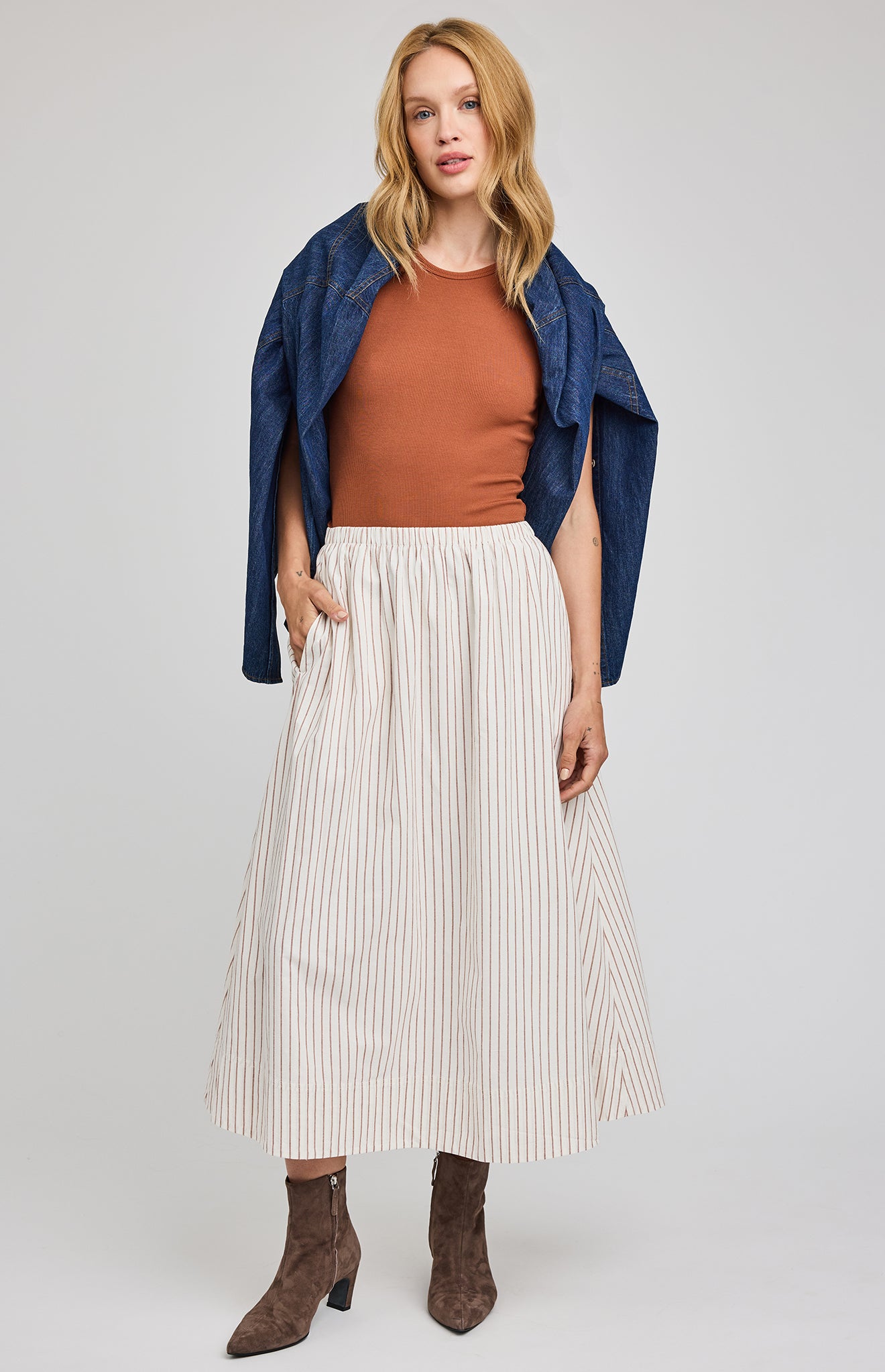 GENTLE FAWN WILHELMINA SKIRT - CREAM STRIPE