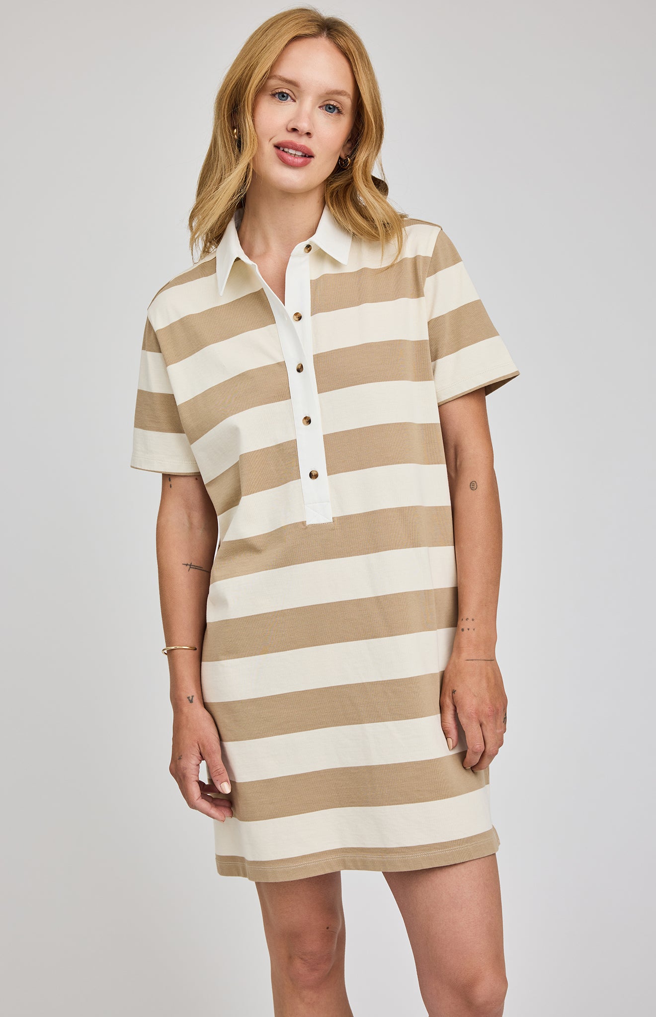 *PRE ORDER* GENTLE FAWN COLBIE TEE DRESS - KHAKI STRIPE