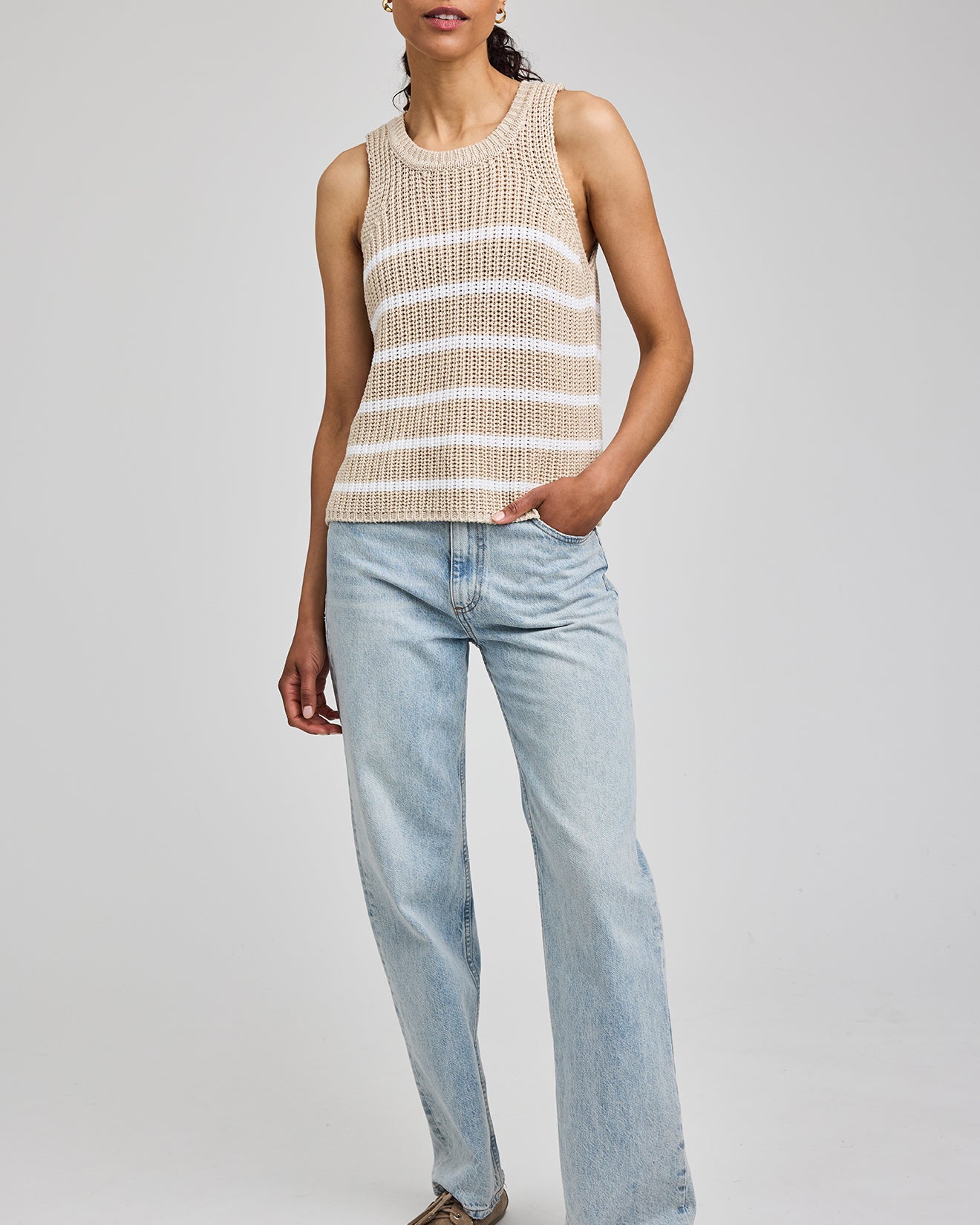 GENTLE FAWN ANDREA TANK - WHITE STRIPE