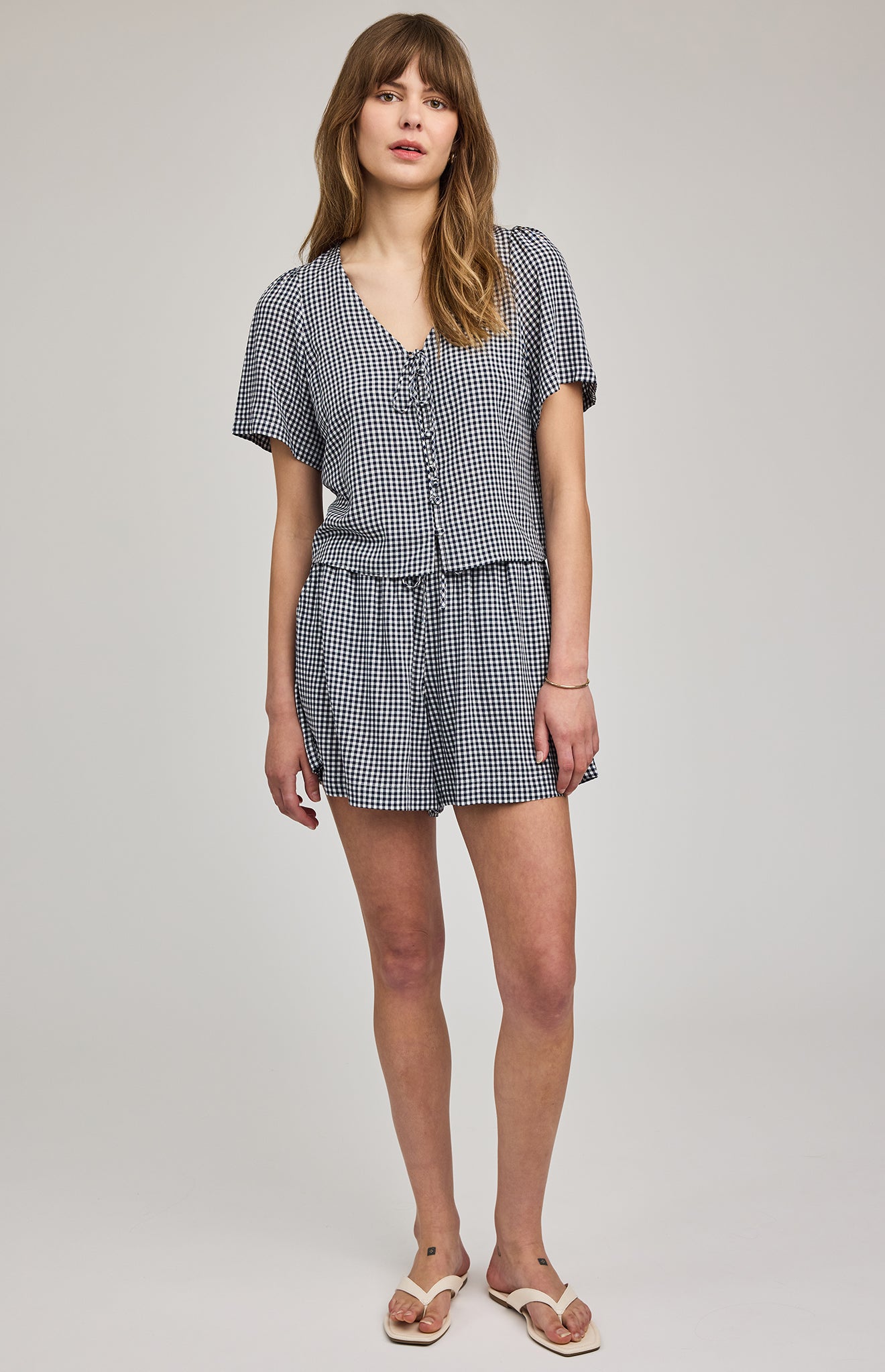 GENTLE FAWN BECCA TIE TOP - NAVY GINGHAM