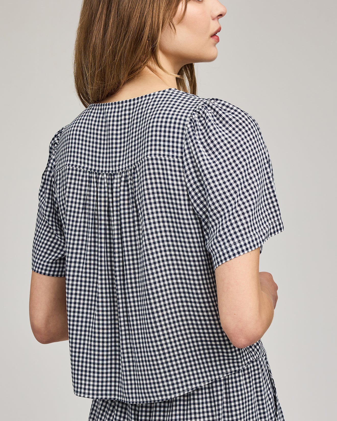 GENTLE FAWN BECCA TIE TOP - NAVY GINGHAM
