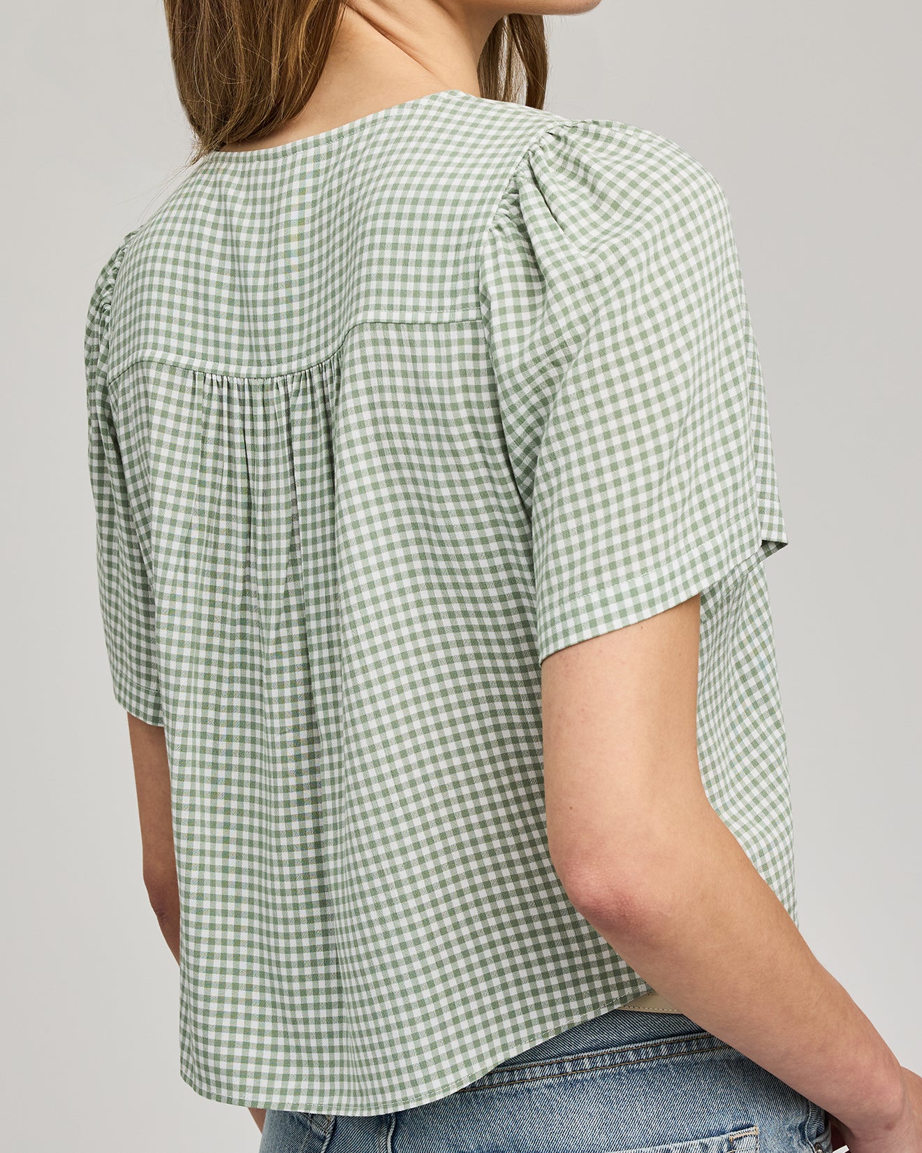 GENTLE FAWN BECCA TIE TOP - PISTACHIO GINGHAM
