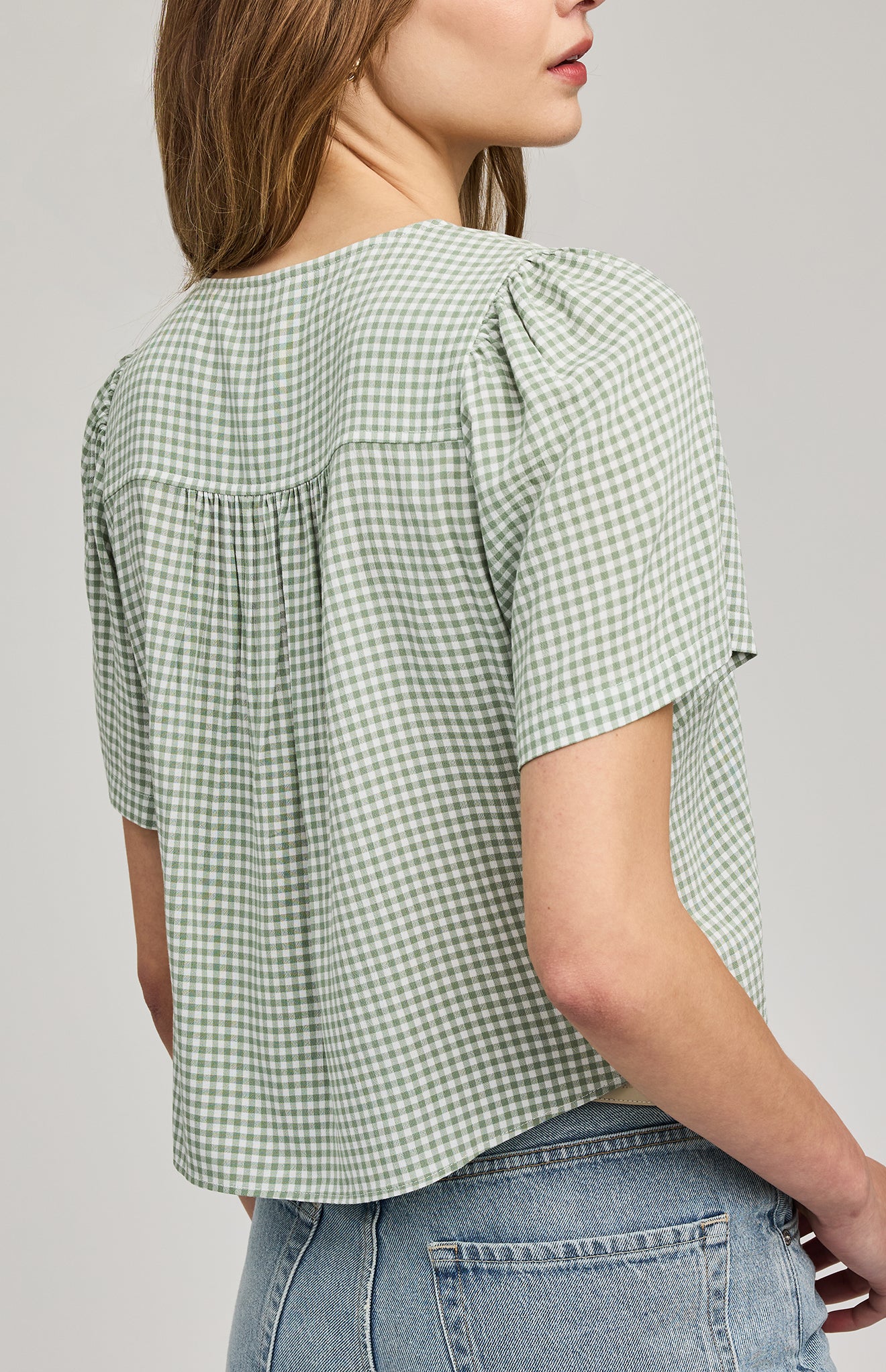 GENTLE FAWN BECCA TIE TOP - PISTACHIO GINGHAM