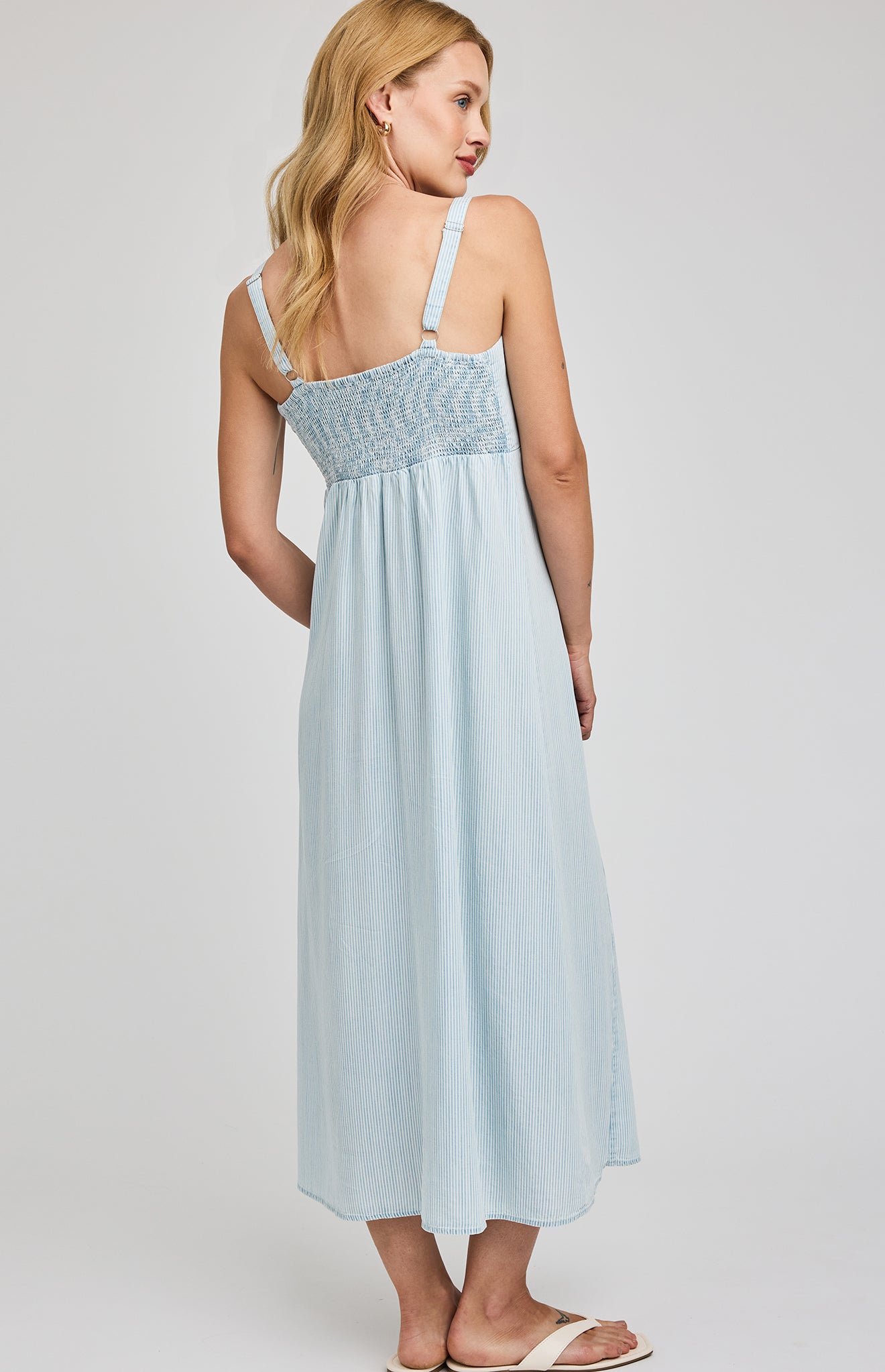 GENTLE FAWN RENATA MIDI DRESS - LIGHT BLUE STRIPE