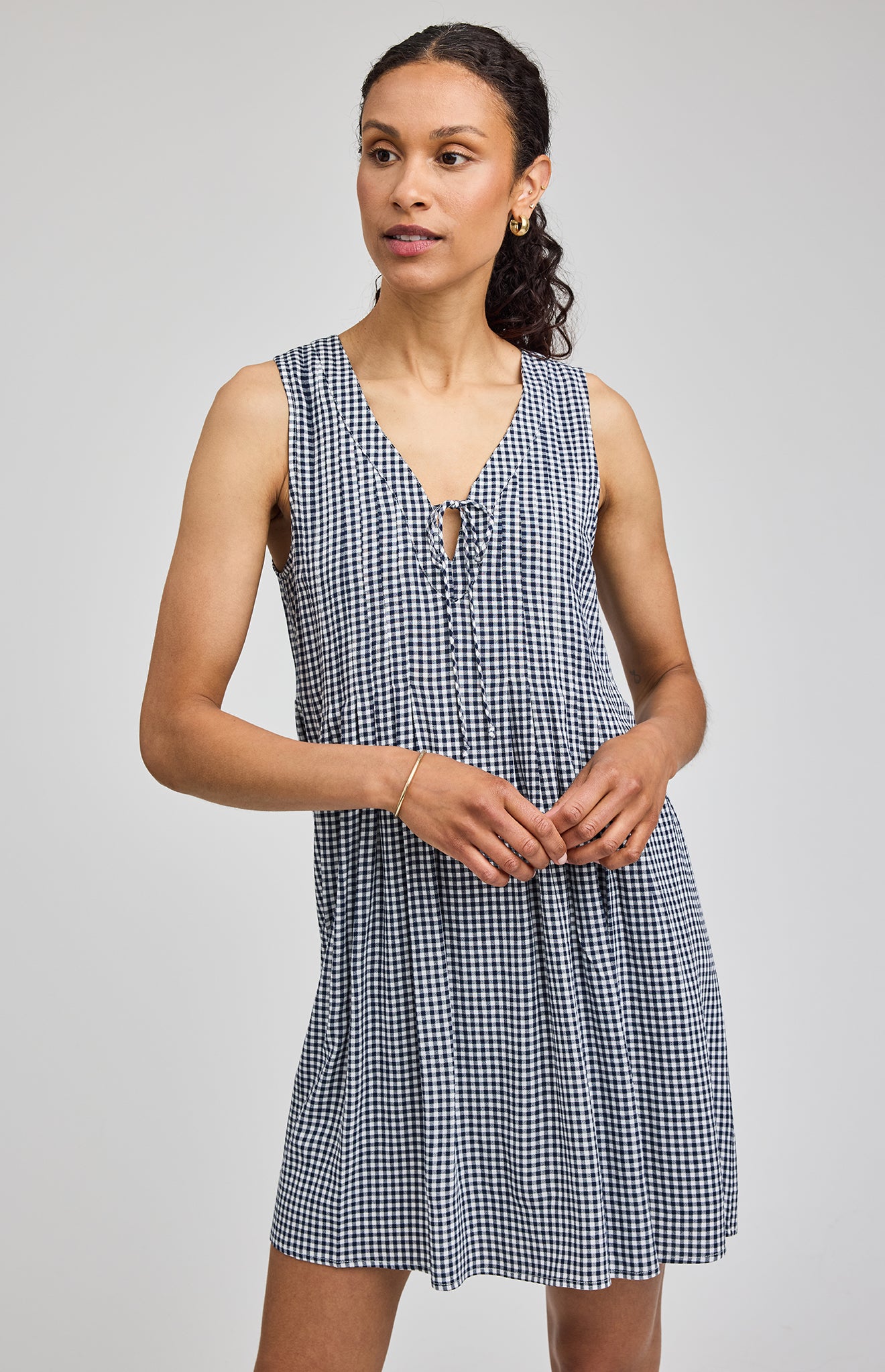 GENTLE FAWN ZOEY MINI DRESS - NAVY GINGHAM