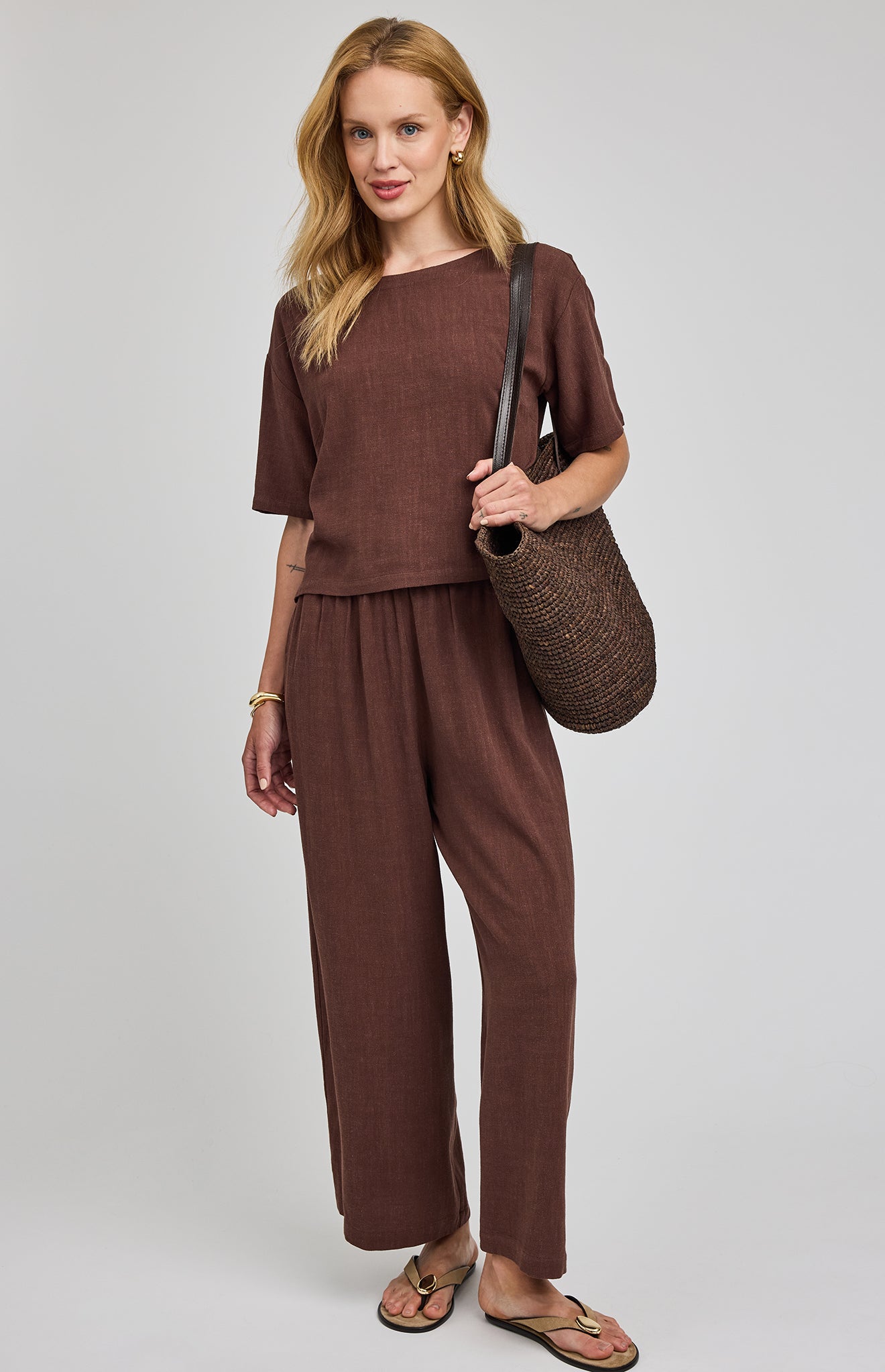 GENTLE FAWN GEMINI SS LINEN TOP - ESPRESSO