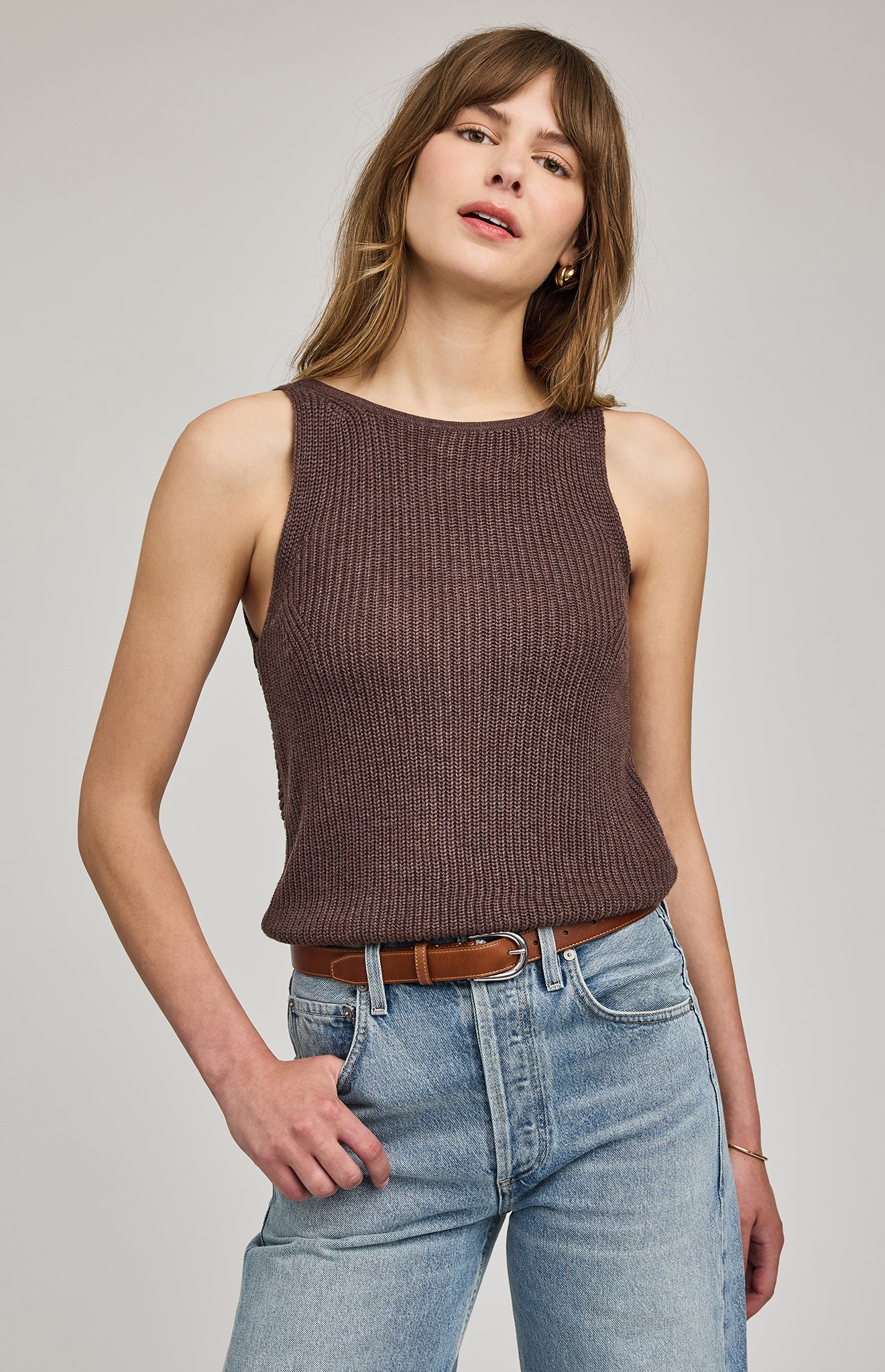 GENTLE FAWN KELSIE KNIT TANK - HEATHER ESPRESSO