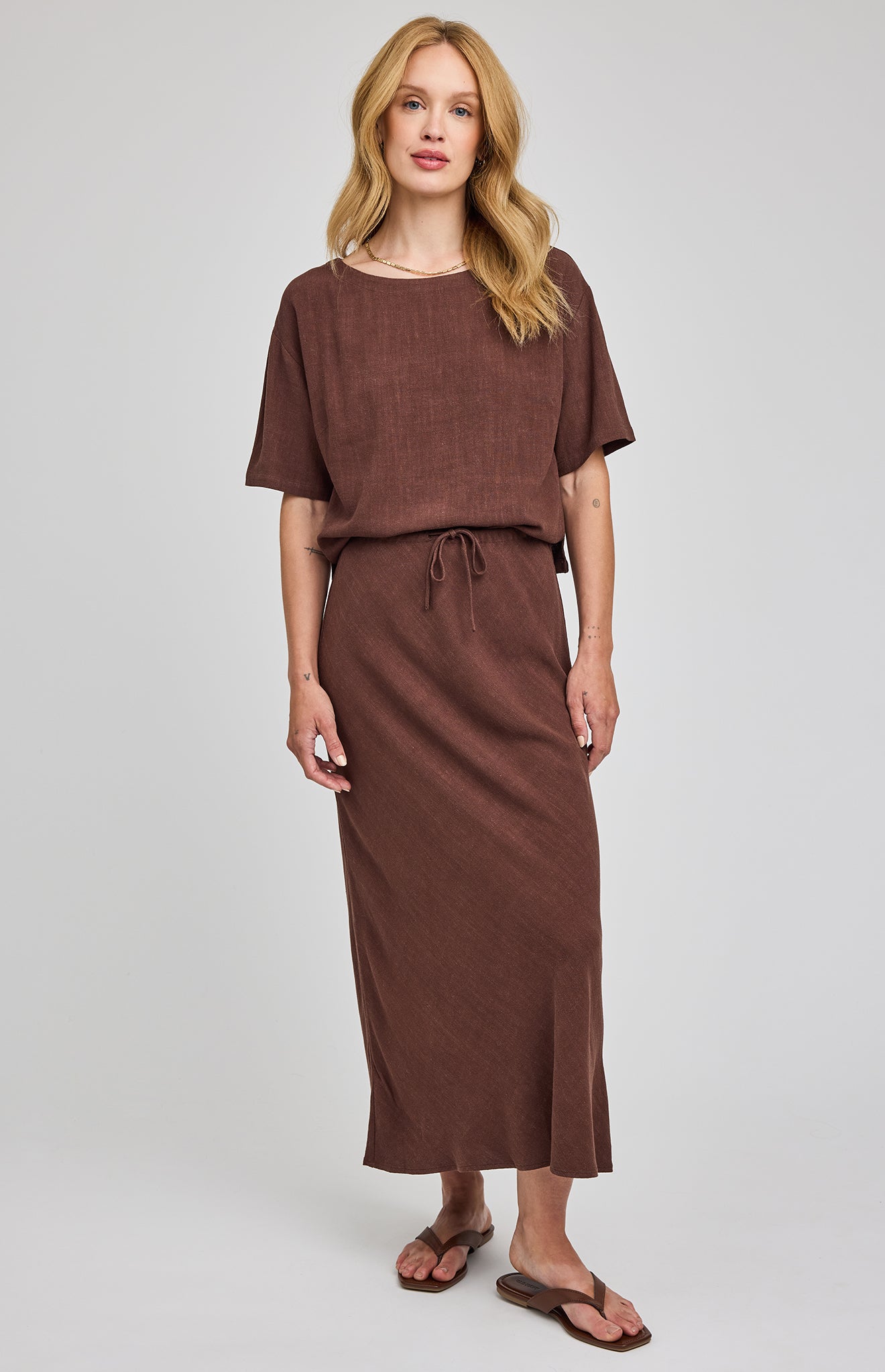 GENTLE FAWN GEMINI SS LINEN TOP - ESPRESSO