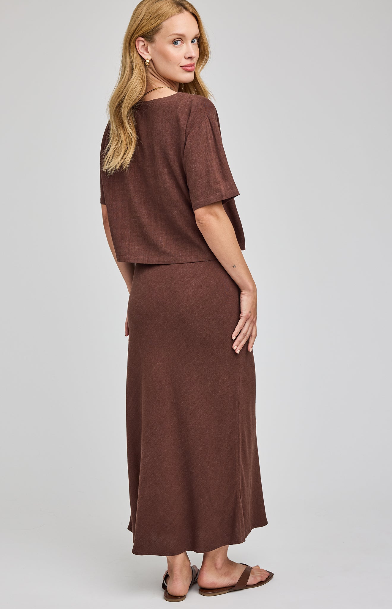 GENTLE FAWN GEMINI SS LINEN TOP - ESPRESSO