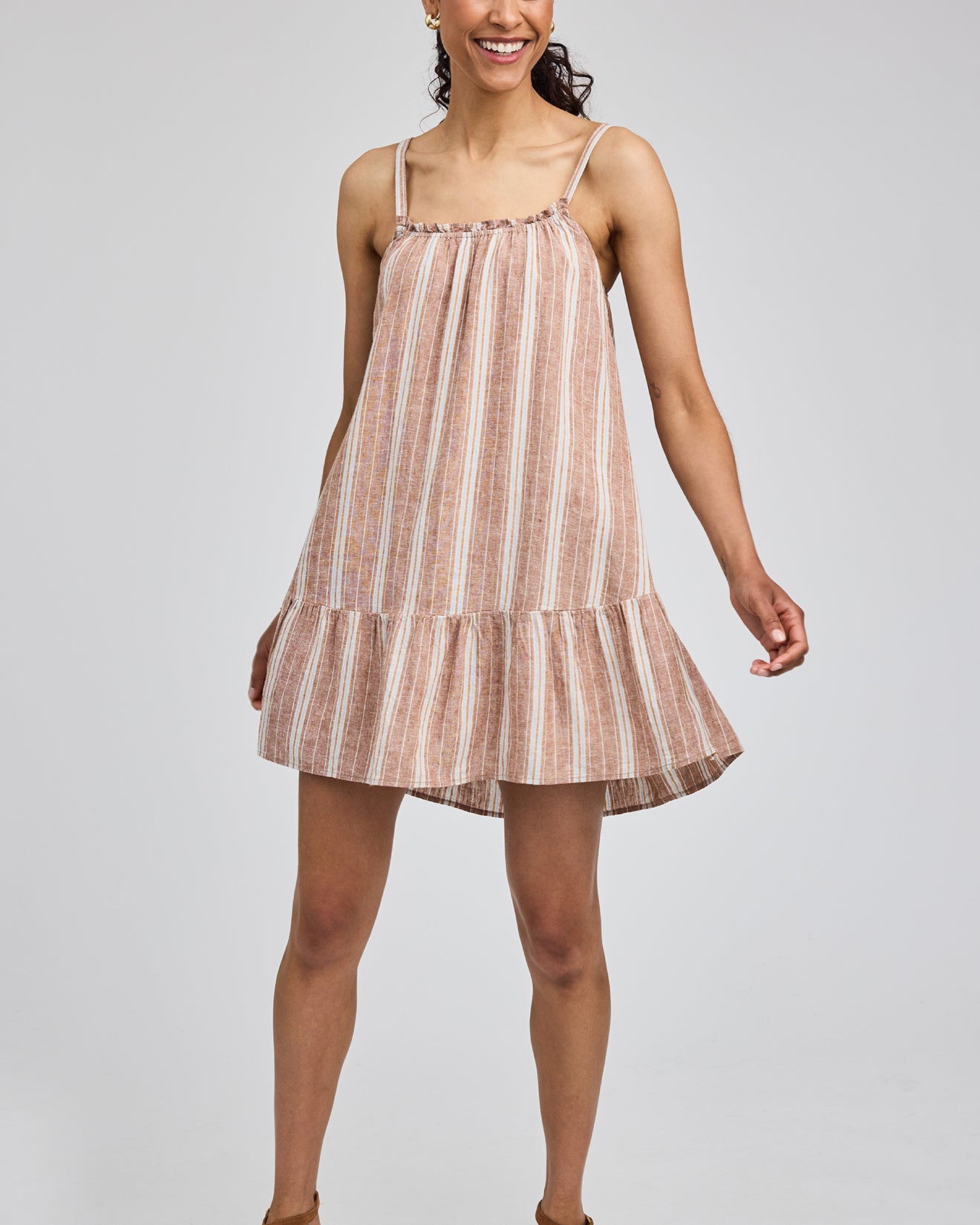 GENTLE FAWN STEPHANIE DRESS - CAPPUCCINO STRIPE