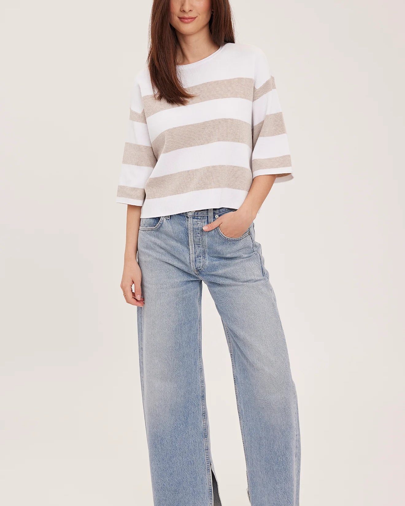 GENTLE FAWN AMINA KNIT PULLOVER - HEATHER CREAM STRIPE