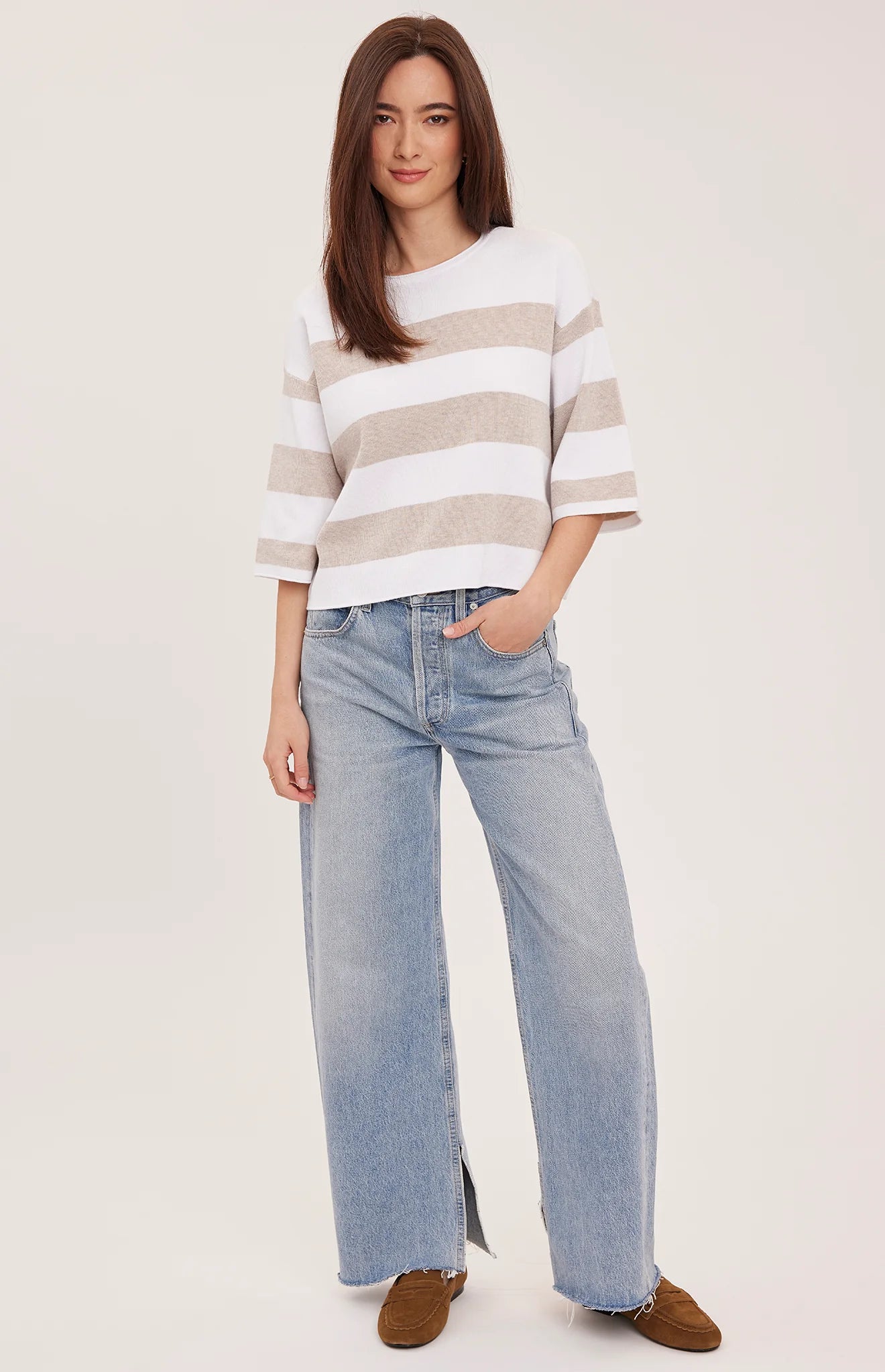 *PRE ORDER* GENTLE FAWN AMINA KNIT PULLOVER - HEATHER CREAM STRIPE