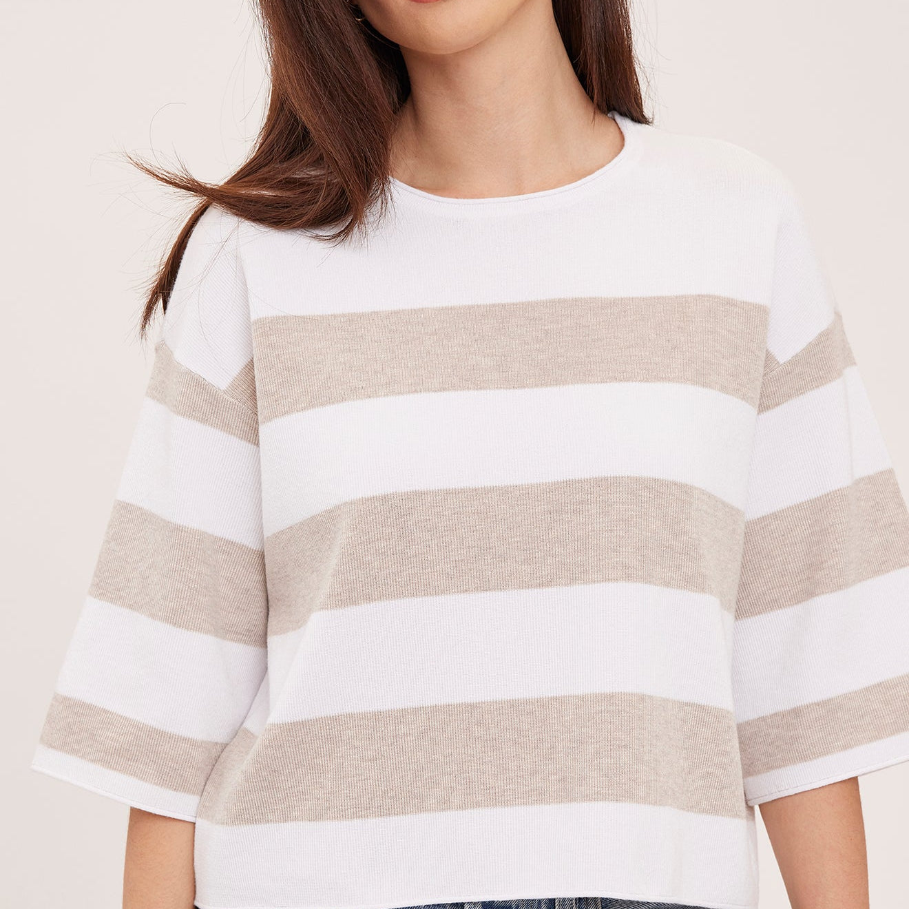 *PRE ORDER* GENTLE FAWN AMINA KNIT PULLOVER - HEATHER CREAM STRIPE