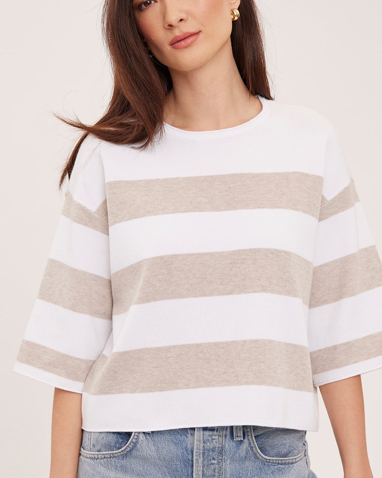 GENTLE FAWN AMINA KNIT PULLOVER - HEATHER CREAM STRIPE
