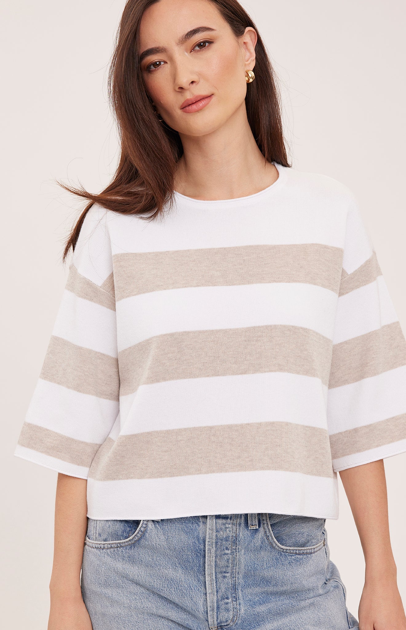 *PRE ORDER* GENTLE FAWN AMINA KNIT PULLOVER - HEATHER CREAM STRIPE