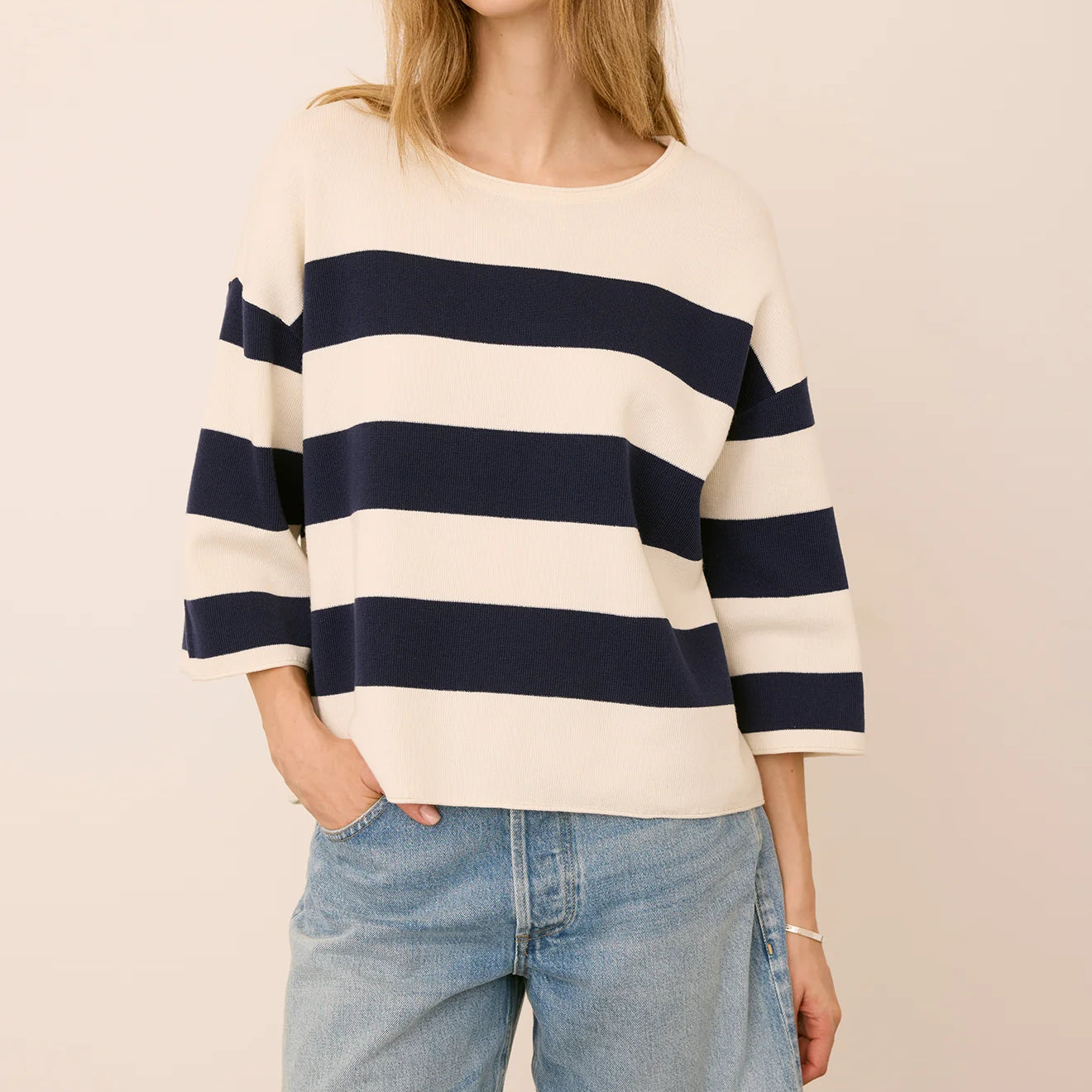 *PRE ORDER* GENTLE FAWN AMINA KNIT PULLOVER - NAVY STRIPE