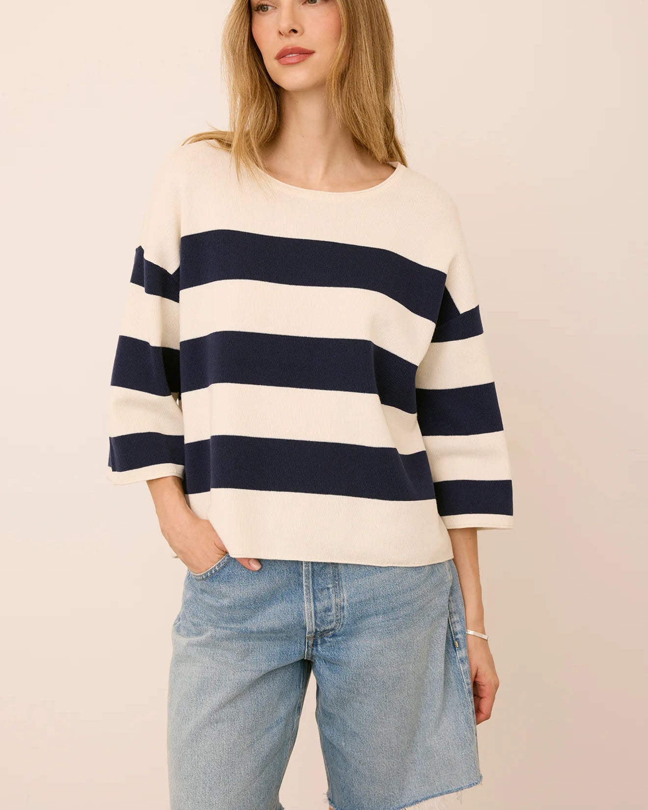GENTLE FAWN AMINA KNIT PULLOVER - NAVY STRIPE