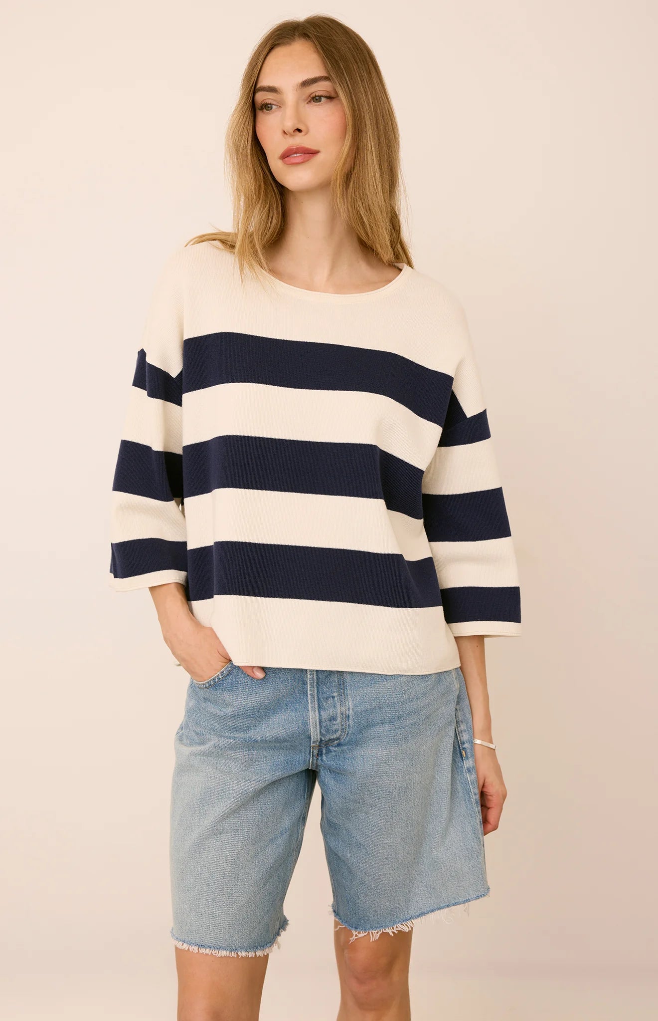 *PRE ORDER* GENTLE FAWN AMINA KNIT PULLOVER - NAVY STRIPE