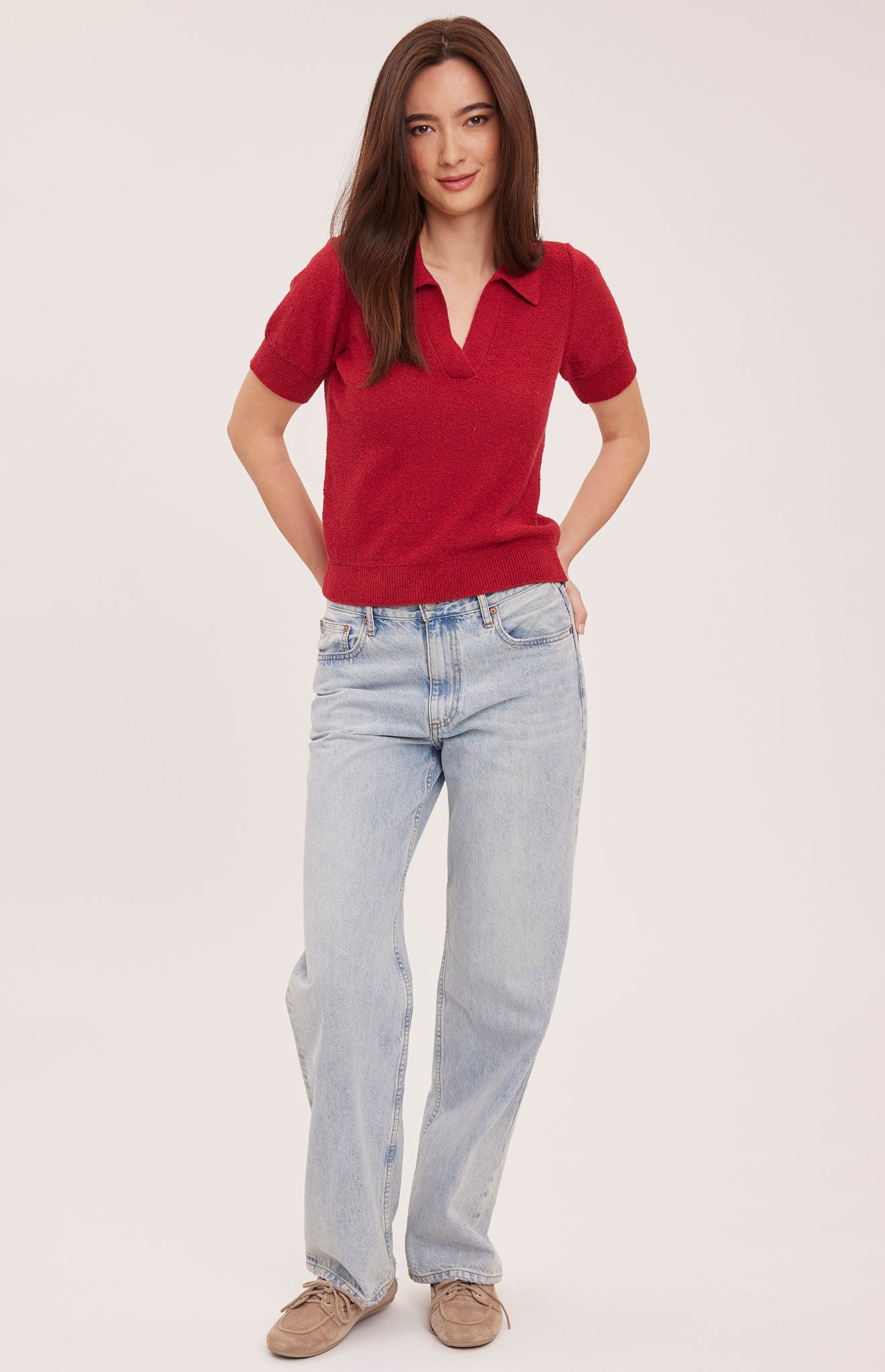 *PRE ORDER* GENTLE FAWN TATUM COLLARED TEE - CRANBERRY